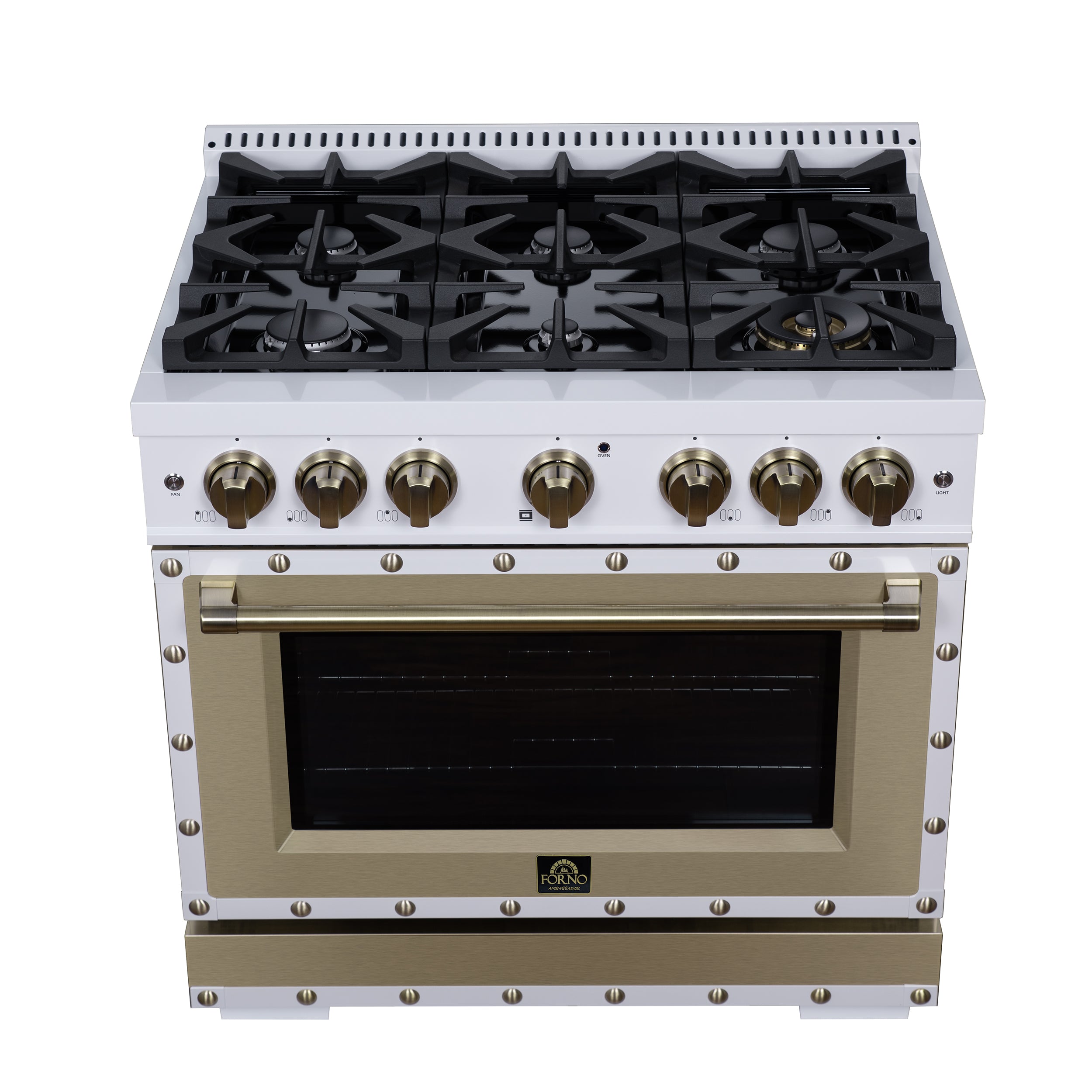 Forno Valente 36 in. 5.2 Cu.ft. White Dual Fuel Range with 6 Sealed Burners and Air Fry | FFSGS6199-36CPWHT