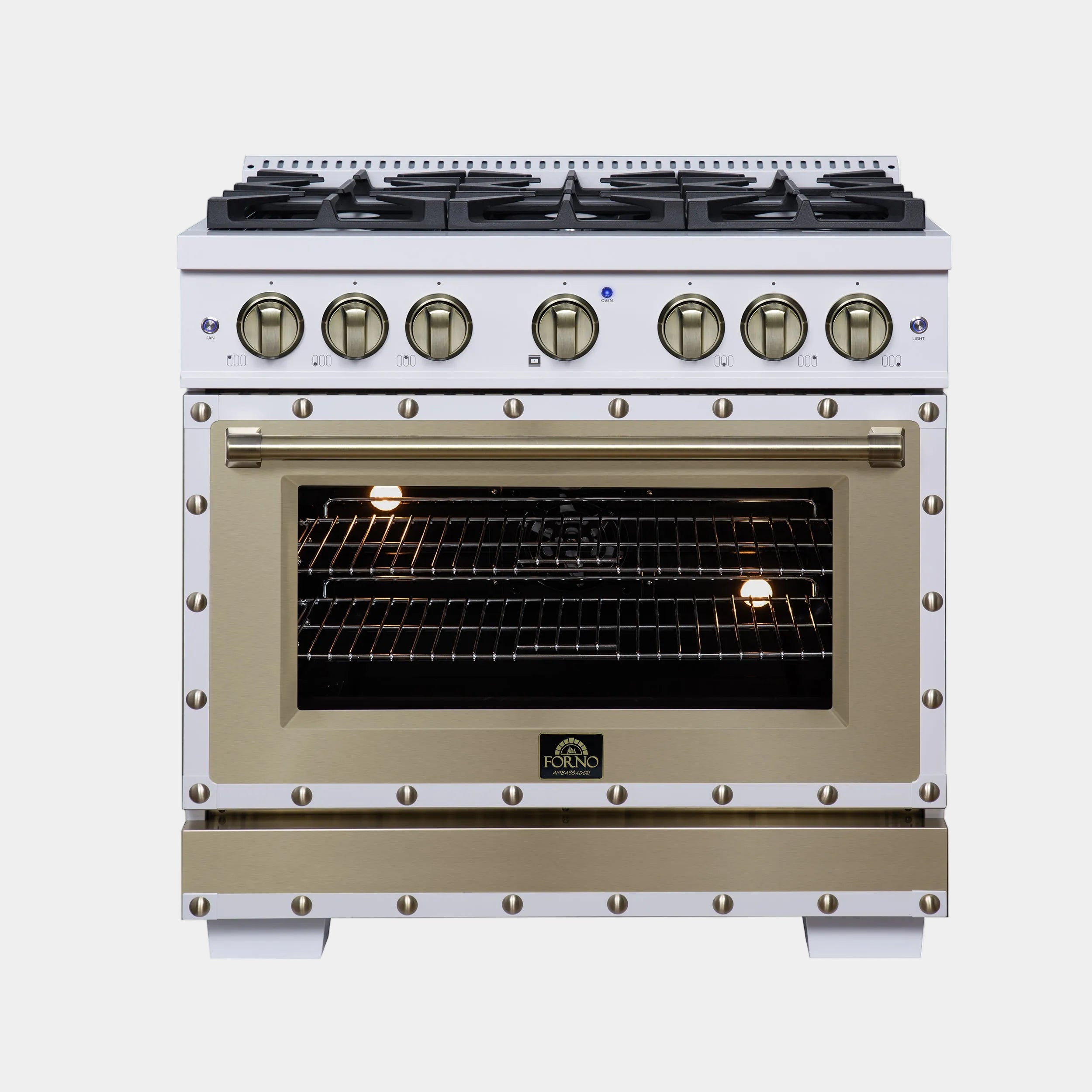 Forno Valente 36 in. 5.2 Cu.ft. White Dual Fuel Range with 6 Sealed Burners and Air Fry | FFSGS6199-36CPWHT