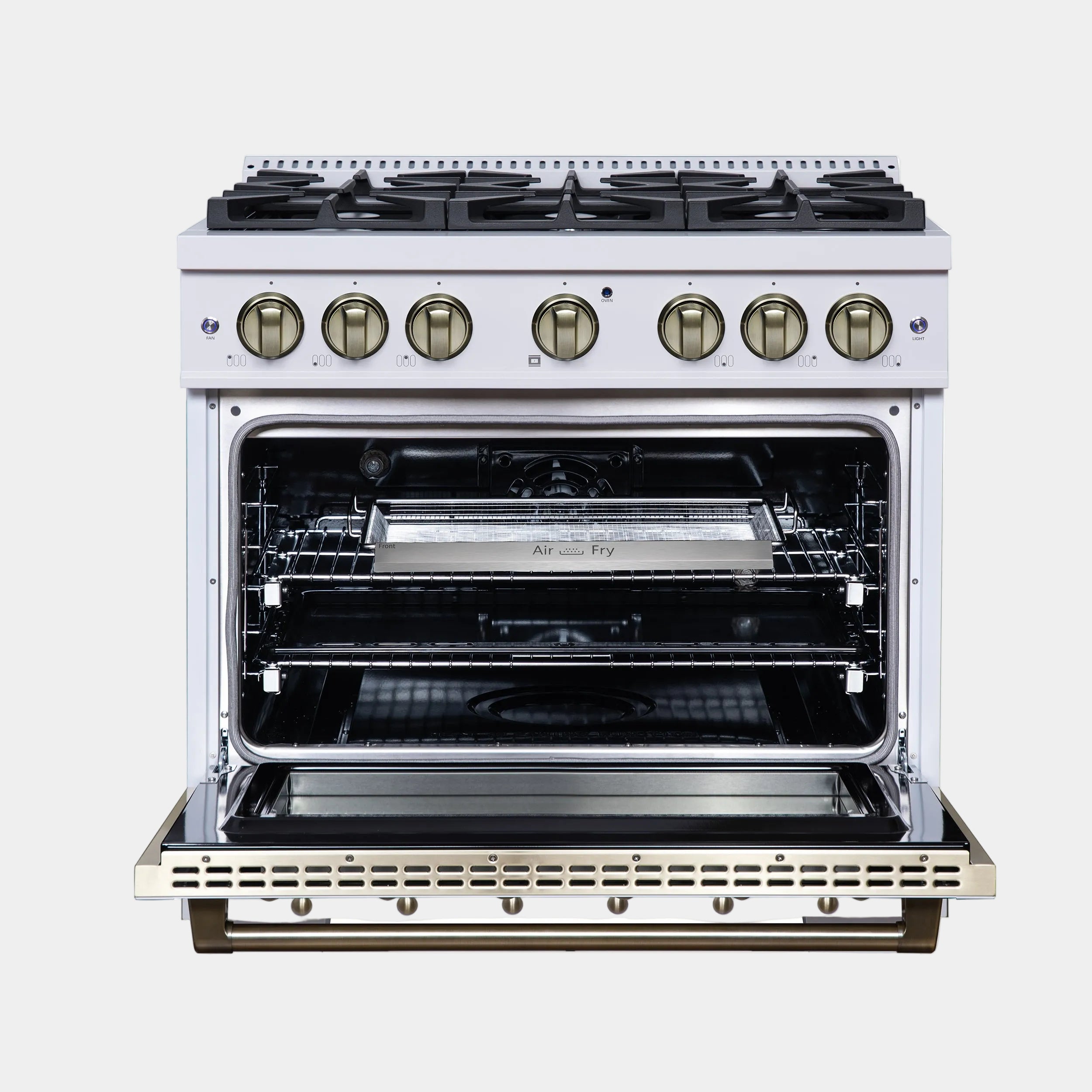 Forno Valente 36 in. 5.2 Cu.ft. White Dual Fuel Range with 6 Sealed Burners and Air Fry | FFSGS6199-36CPWHT