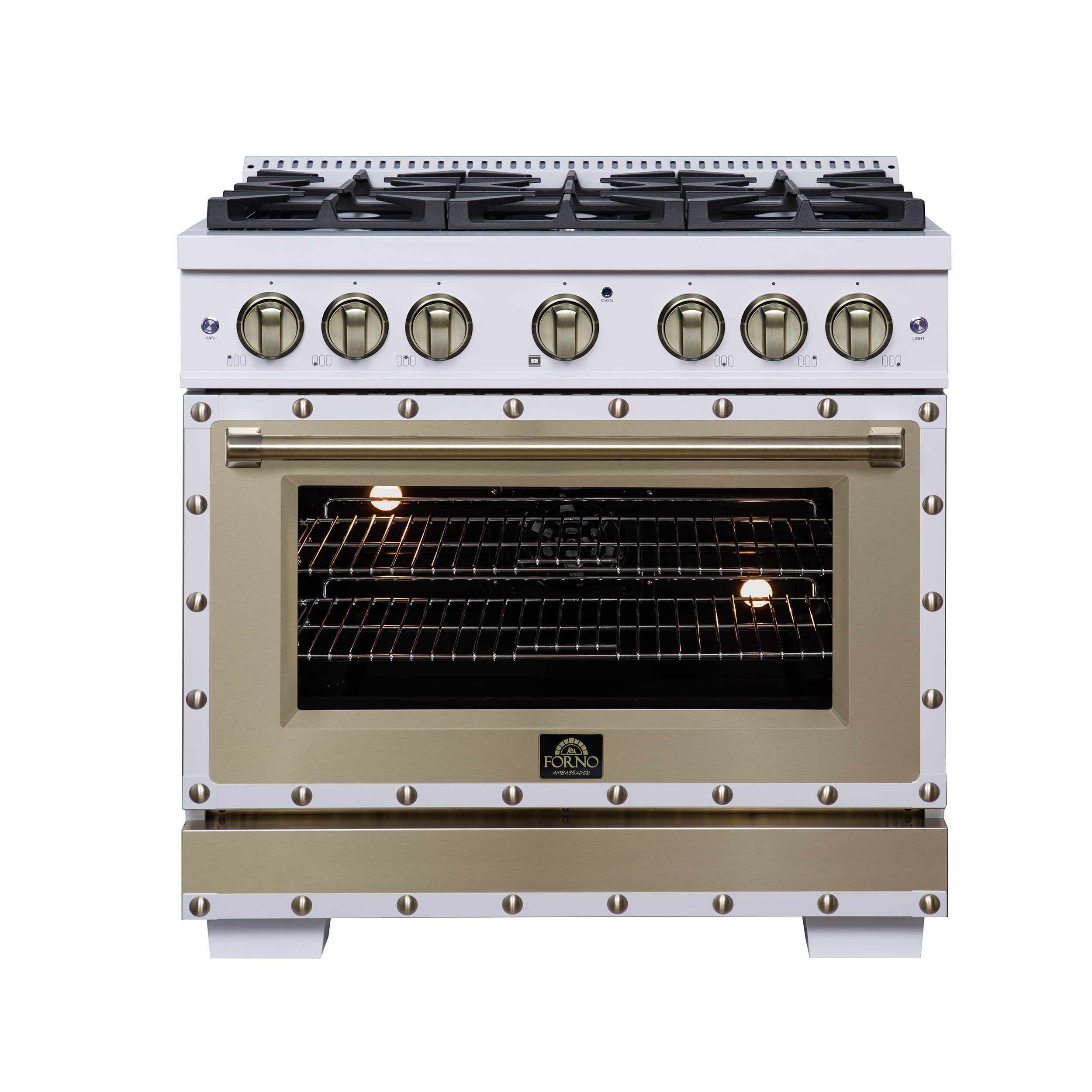 Forno Valente 36 in. 5.2 Cu.ft. White Dual Fuel Range with 6 Sealed Burners and Air Fry | FFSGS6199-36CPWHT