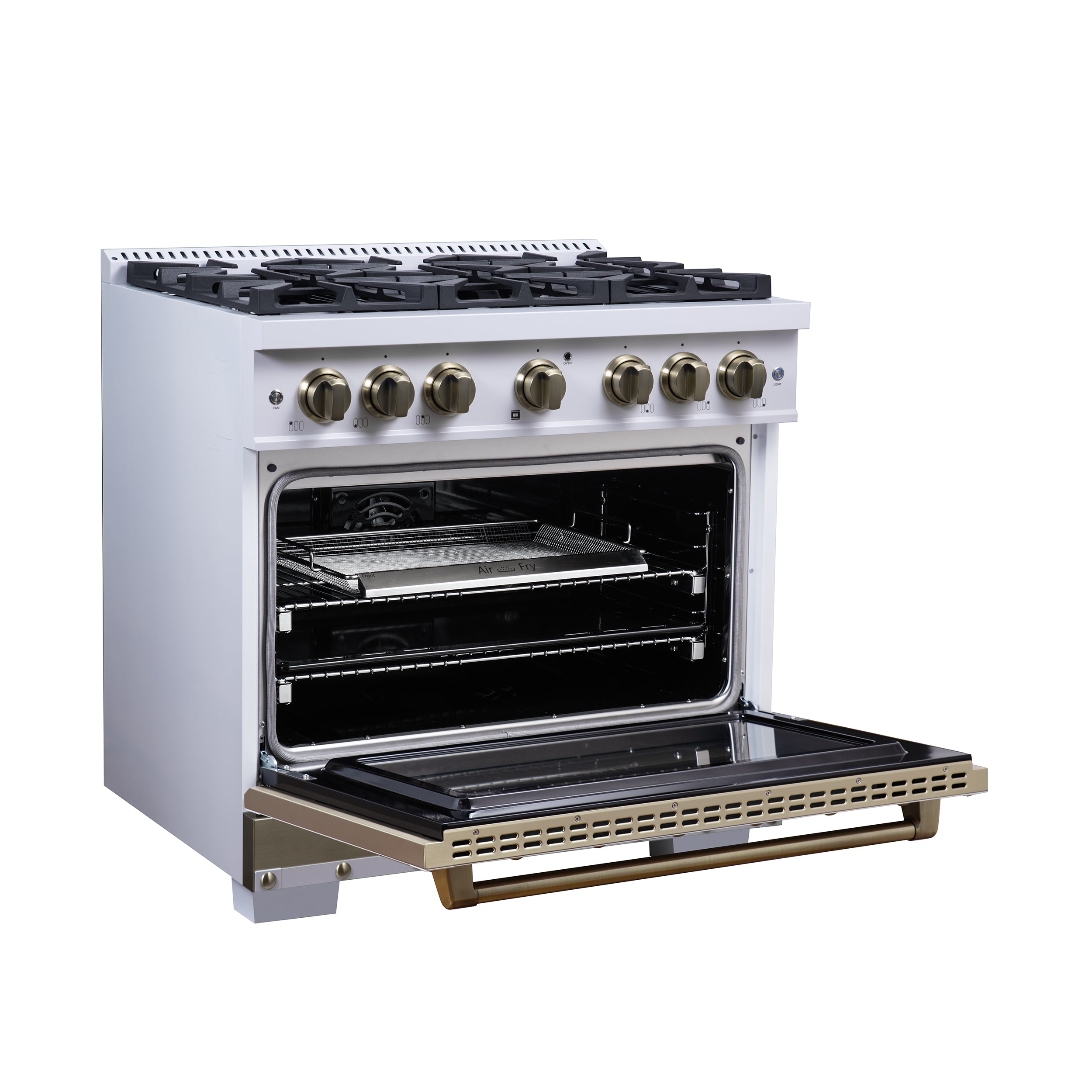 Forno Valente 36 in. 5.2 Cu.ft. White Dual Fuel Range with 6 Sealed Burners and Air Fry | FFSGS6199-36CPWHT
