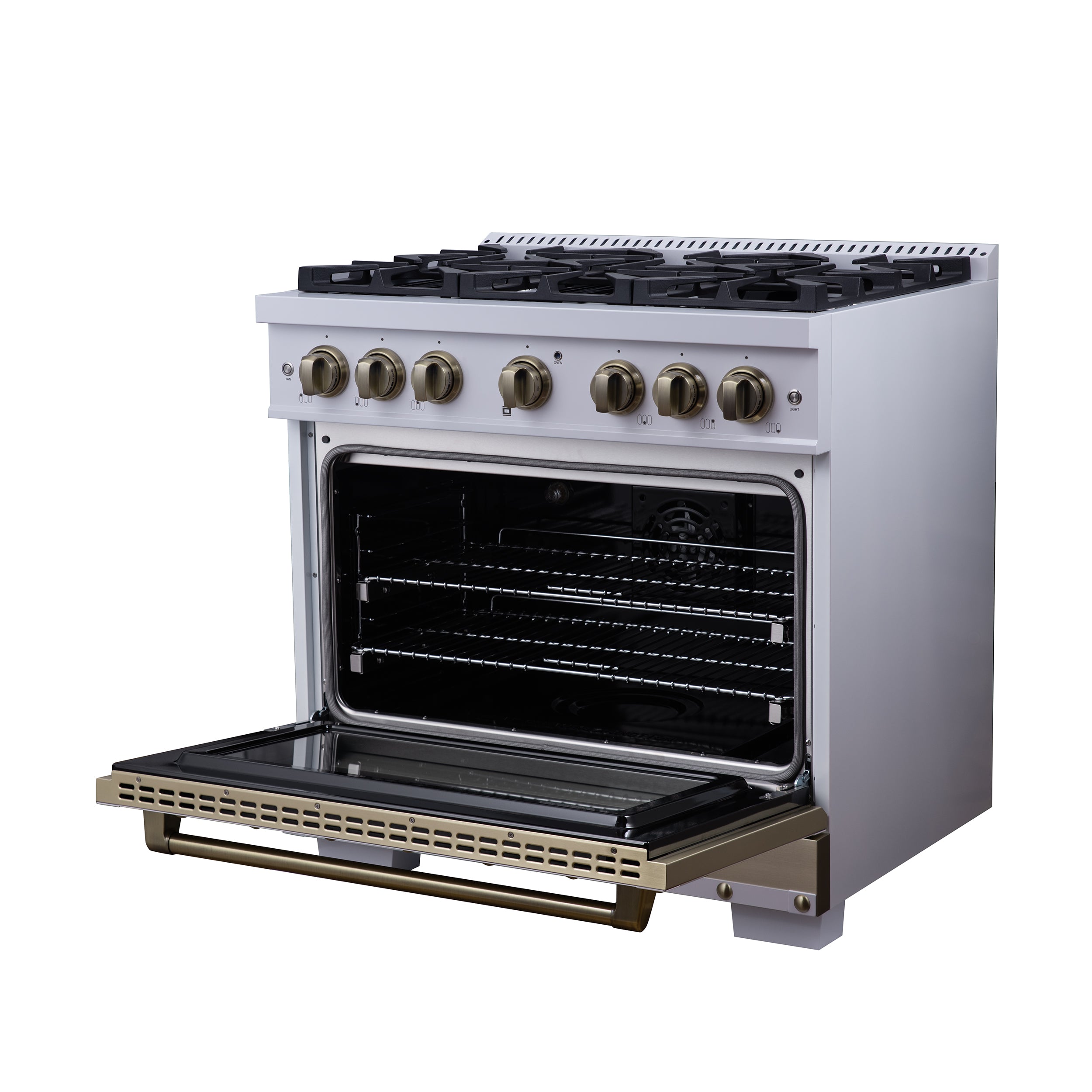 Forno Valente 36 in. 5.2 Cu.ft. White Dual Fuel Range with 6 Sealed Burners and Air Fry | FFSGS6199-36CPWHT