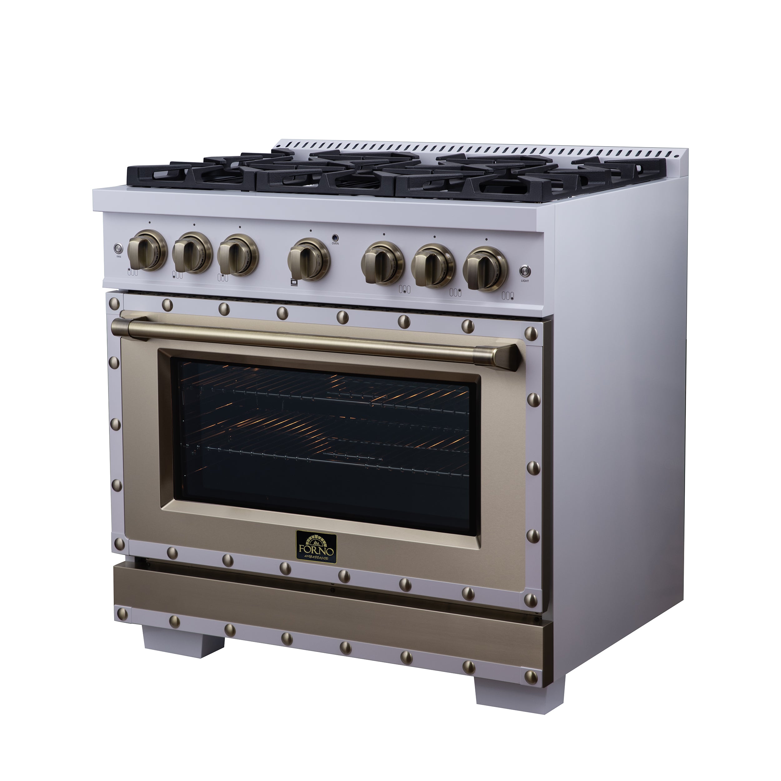 Forno Valente 36 in. 5.2 Cu.ft. White Dual Fuel Range with 6 Sealed Burners and Air Fry | FFSGS6199-36CPWHT