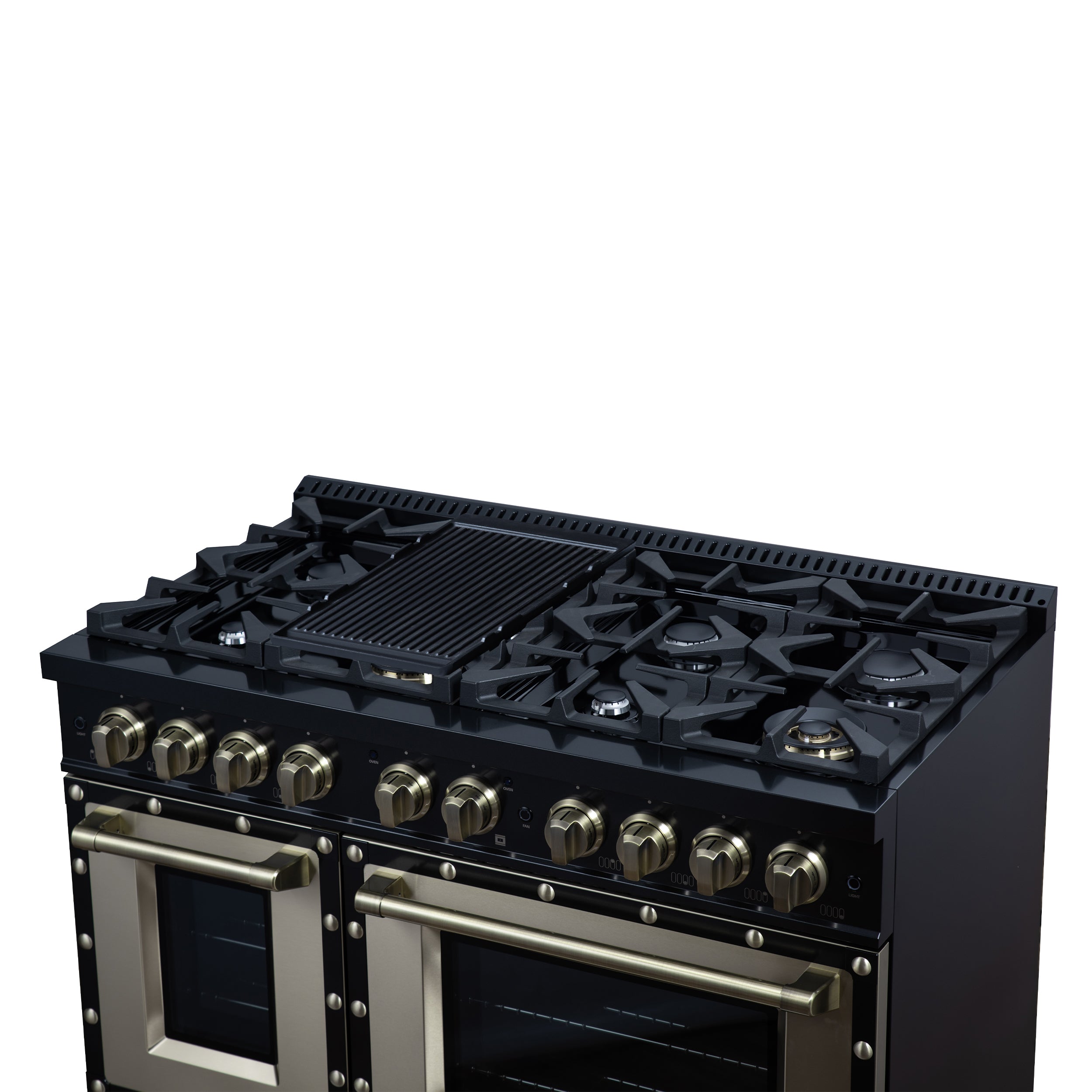 Forno Valente 48 in. 6.7 Cu.ft. Black Dual Fuel Range with 8 Sealed Burners and Air Fry | FFSGS6199-48CPBLK