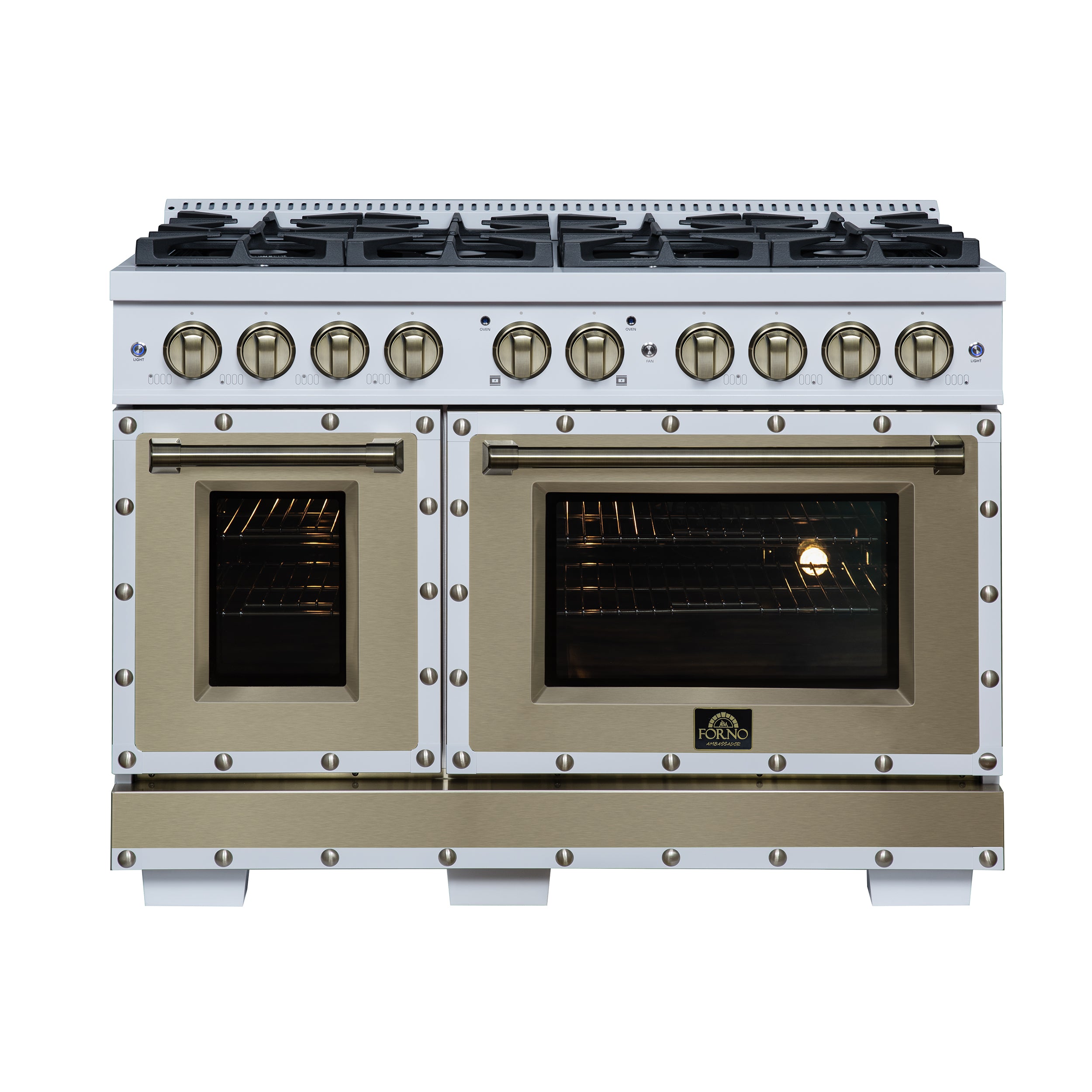 Forno Valente 48 in. 6.7 Cu.ft. White Dual Fuel Range with 8 Sealed Burners and Air Fry | FFSGS6199-48CPWHT