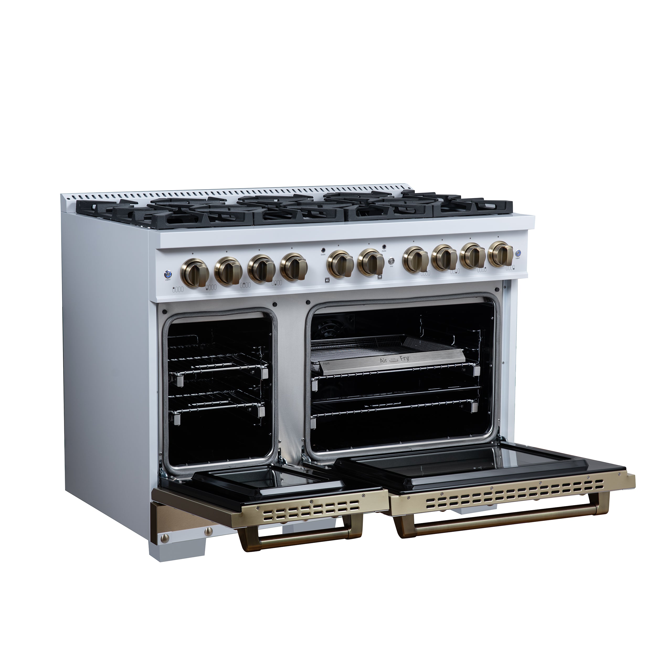 Forno Valente 48 in. 6.7 Cu.ft. White Dual Fuel Range with 8 Sealed Burners and Air Fry | FFSGS6199-48CPWHT