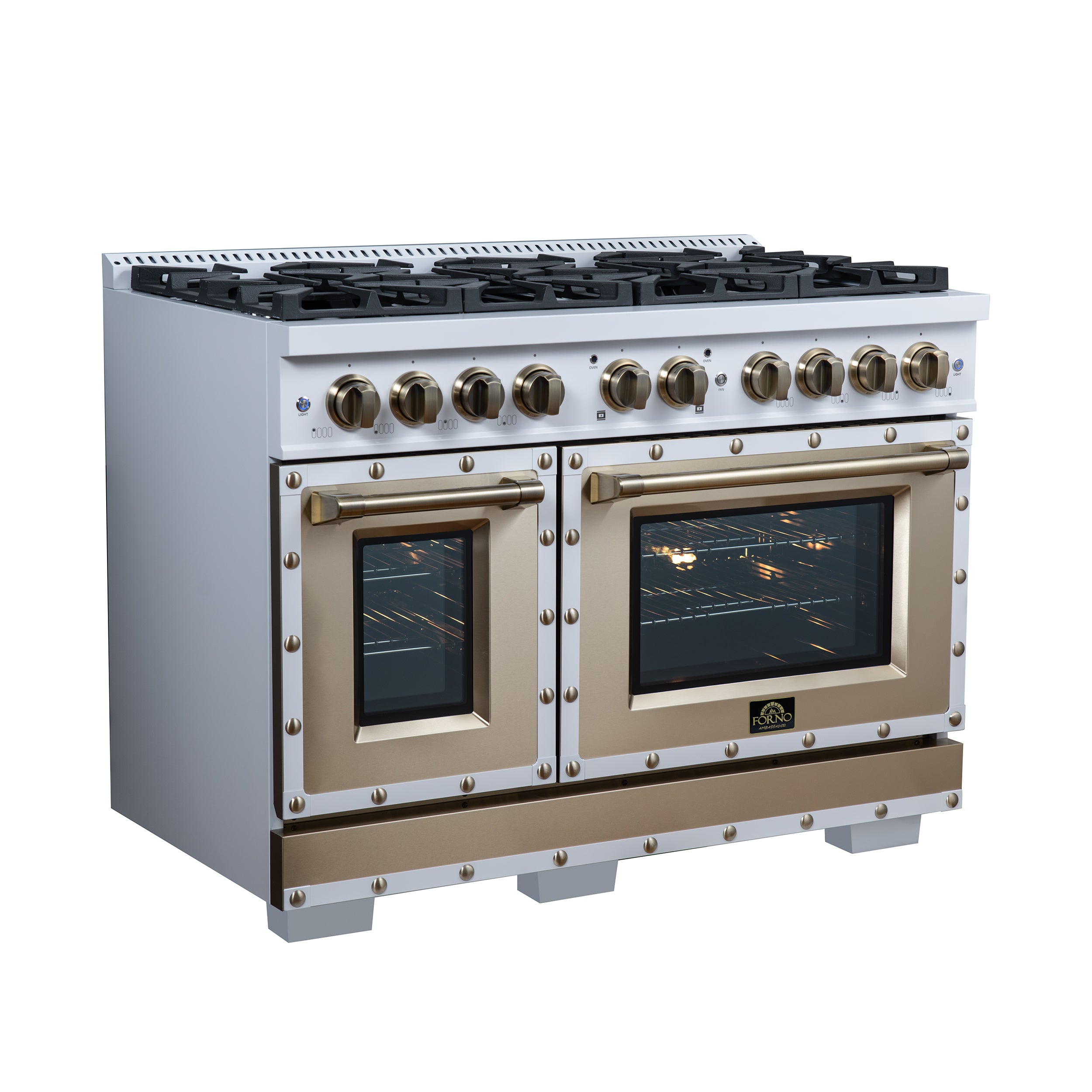 Forno Valente 48 in. 6.7 Cu.ft. White Dual Fuel Range with 8 Sealed Burners and Air Fry | FFSGS6199-48CPWHT
