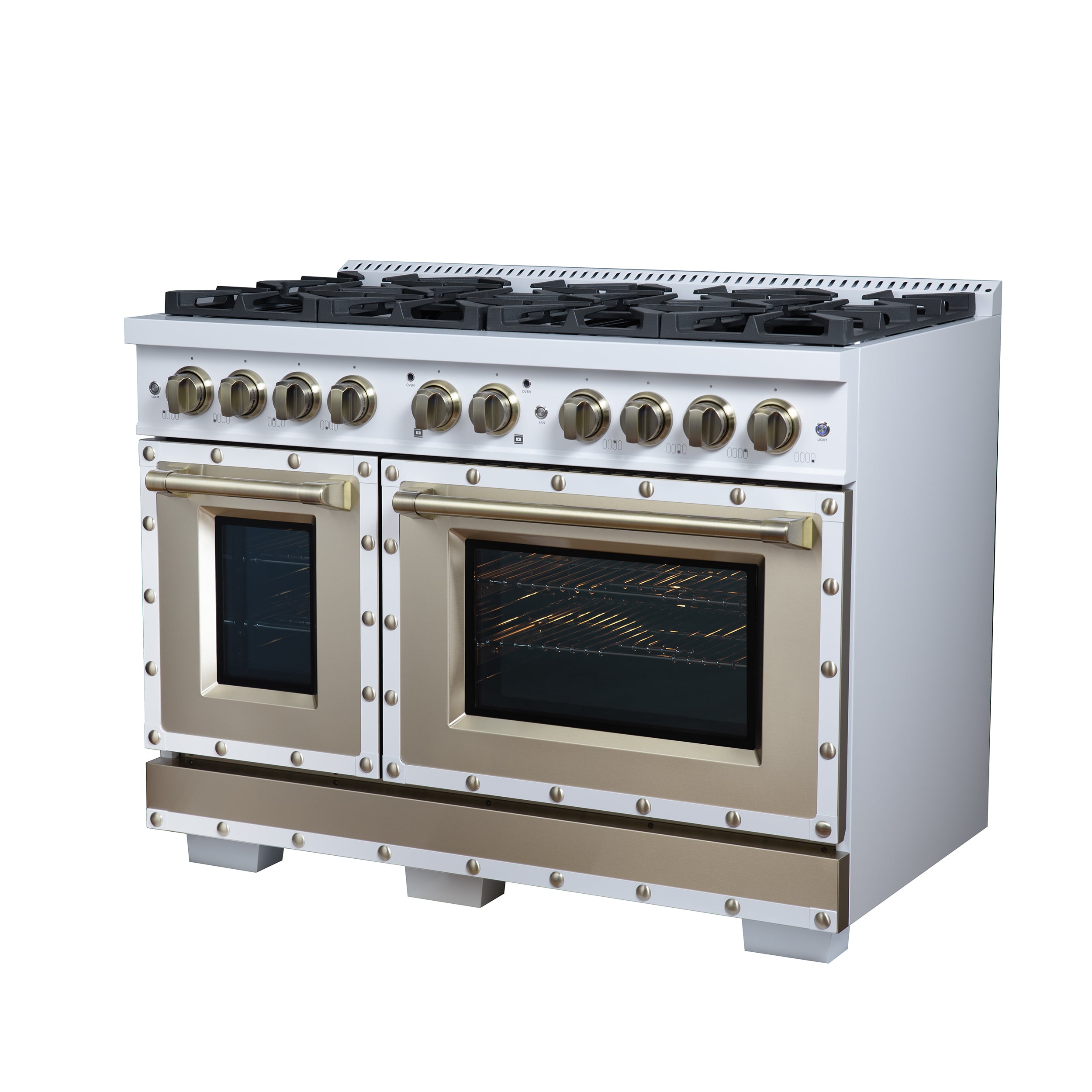 Forno Valente 48 in. 6.7 Cu.ft. White Dual Fuel Range with 8 Sealed Burners and Air Fry | FFSGS6199-48CPWHT