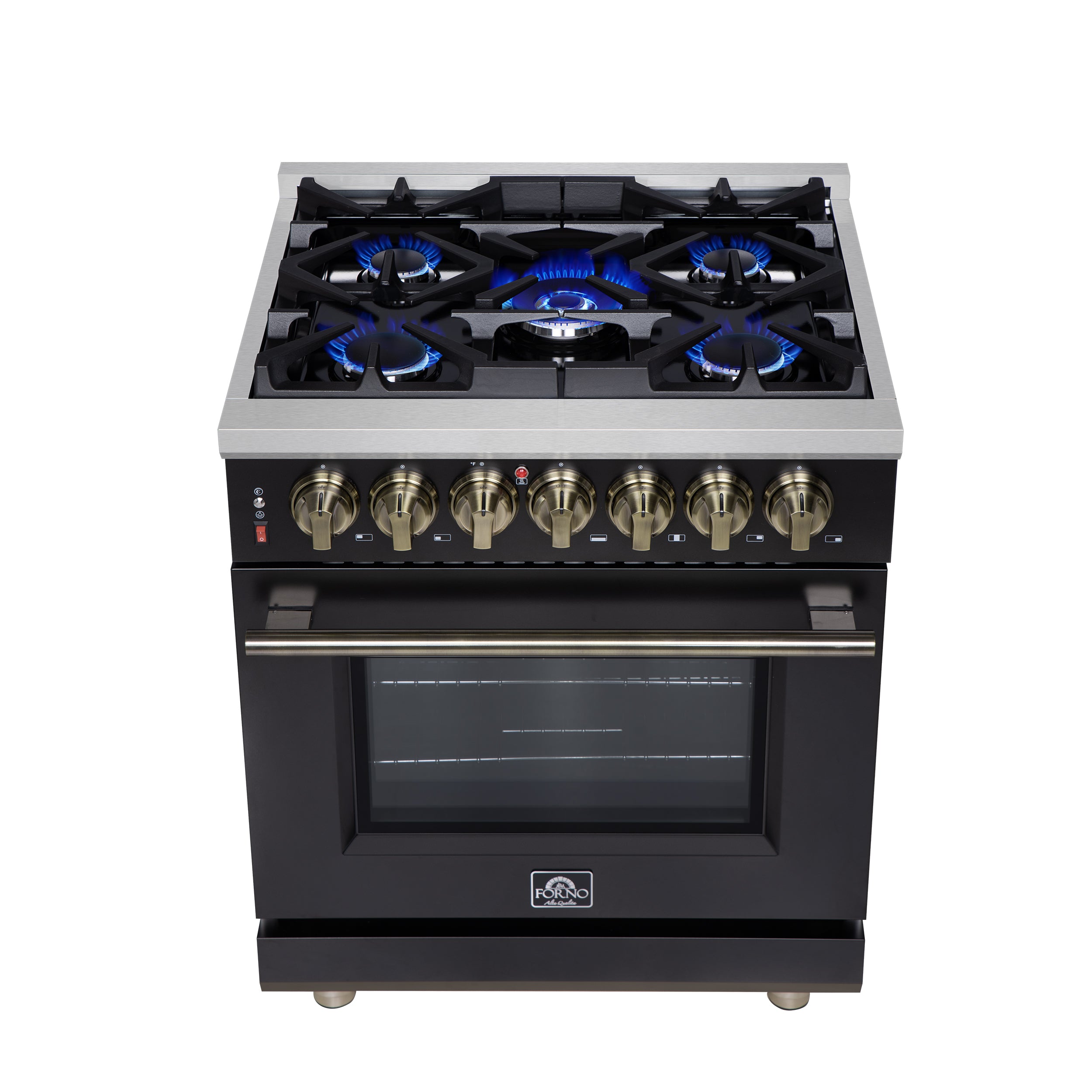 Forno Massimo 30 in. 4.32 cu. ft. 5-Burner Black Dual Fuel Range | FFSGS6125-30BLK