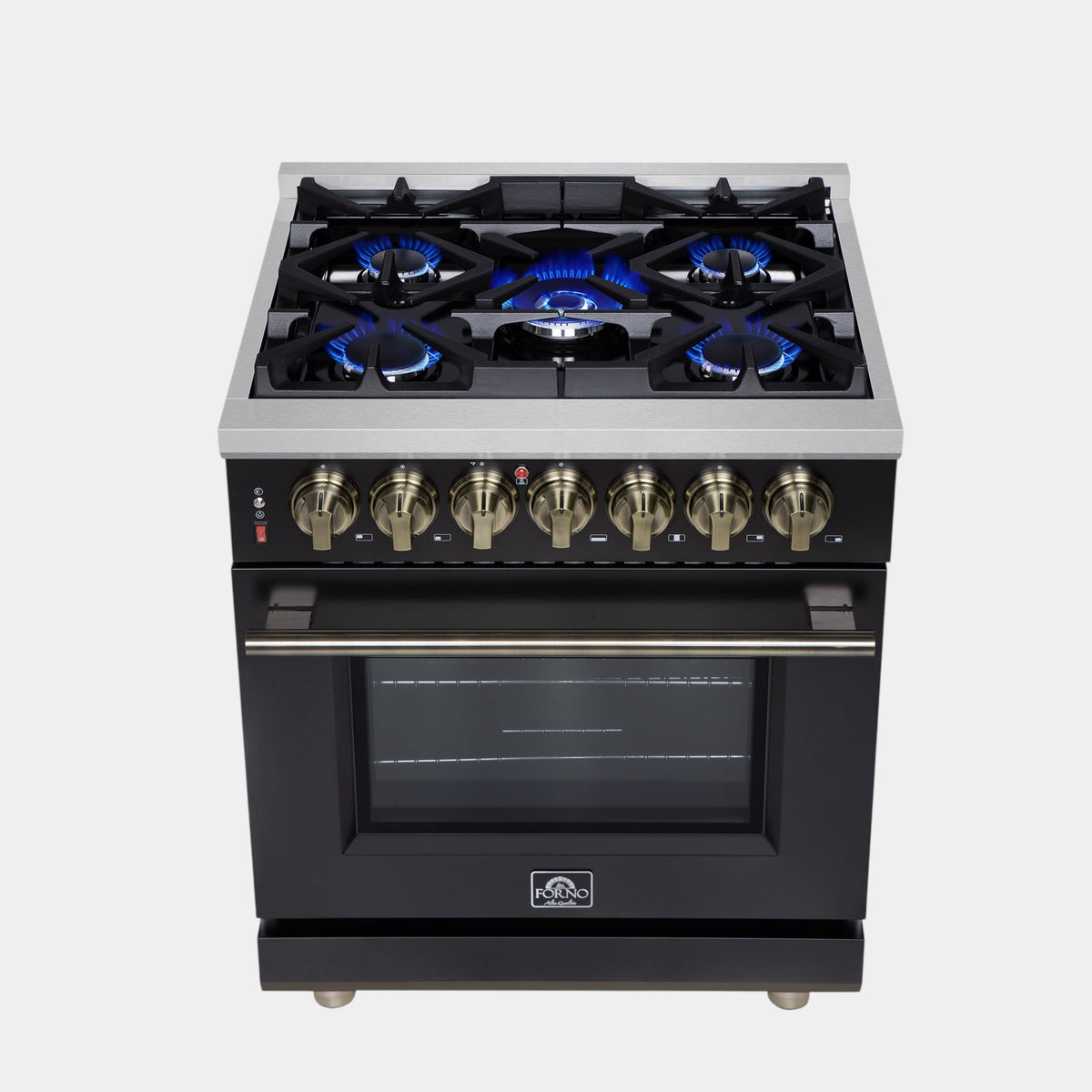 Forno Massimo 30 in. 4.32 cu. ft. 5-Burner Black Dual Fuel Range | FFSGS6125-30BLK