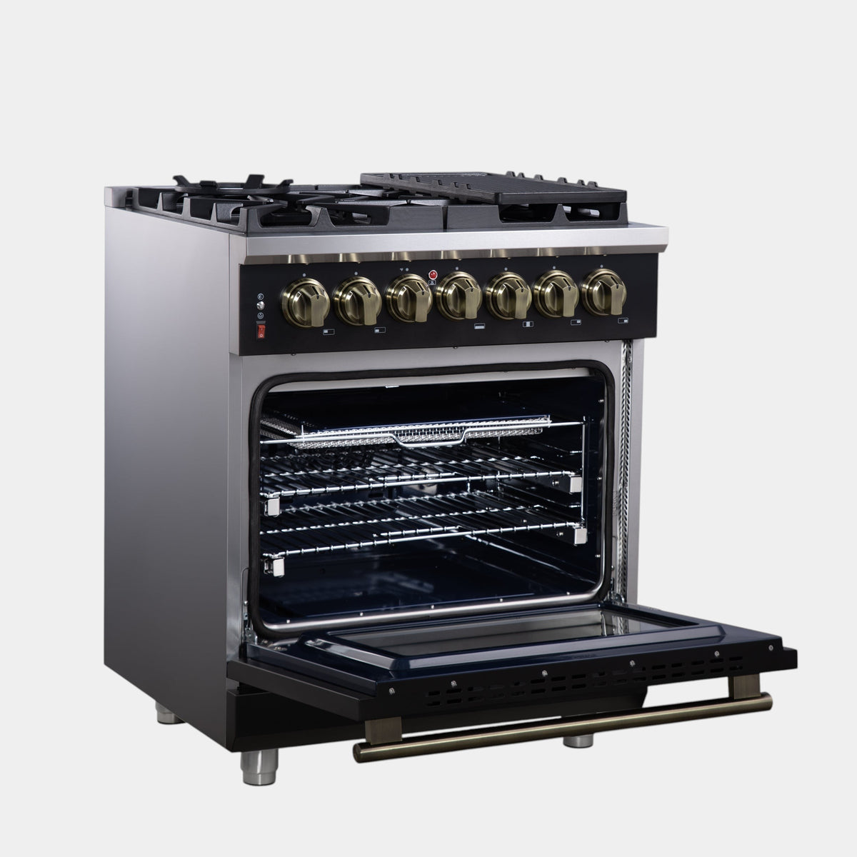 Forno Massimo 30 in. 4.32 cu. ft. 5-Burner Black Dual Fuel Range | FFSGS6125-30BLK