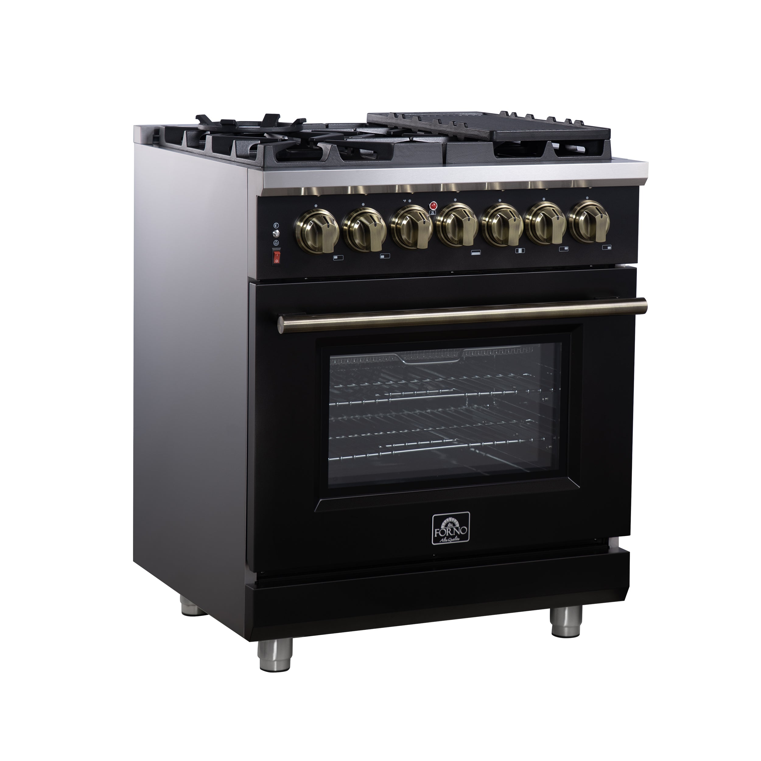 Forno Massimo 30 in. 4.32 cu. ft. 5-Burner Black Dual Fuel Range | FFSGS6125-30BLK
