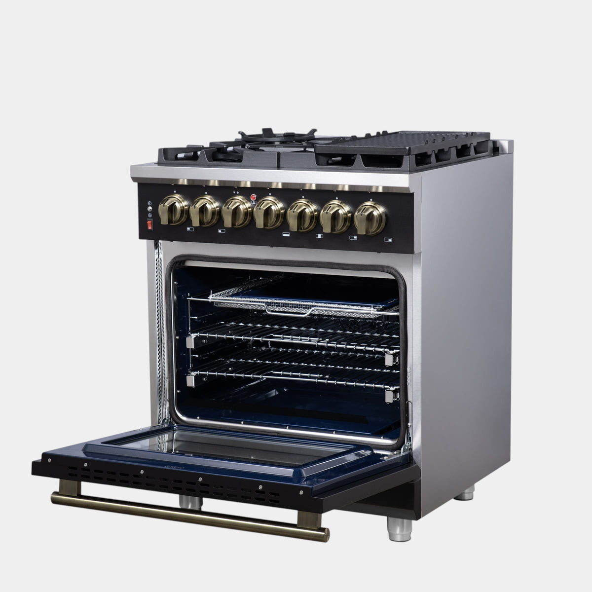 Forno Massimo 30 in. 4.32 cu. ft. 5-Burner Black Dual Fuel Range | FFSGS6125-30BLK