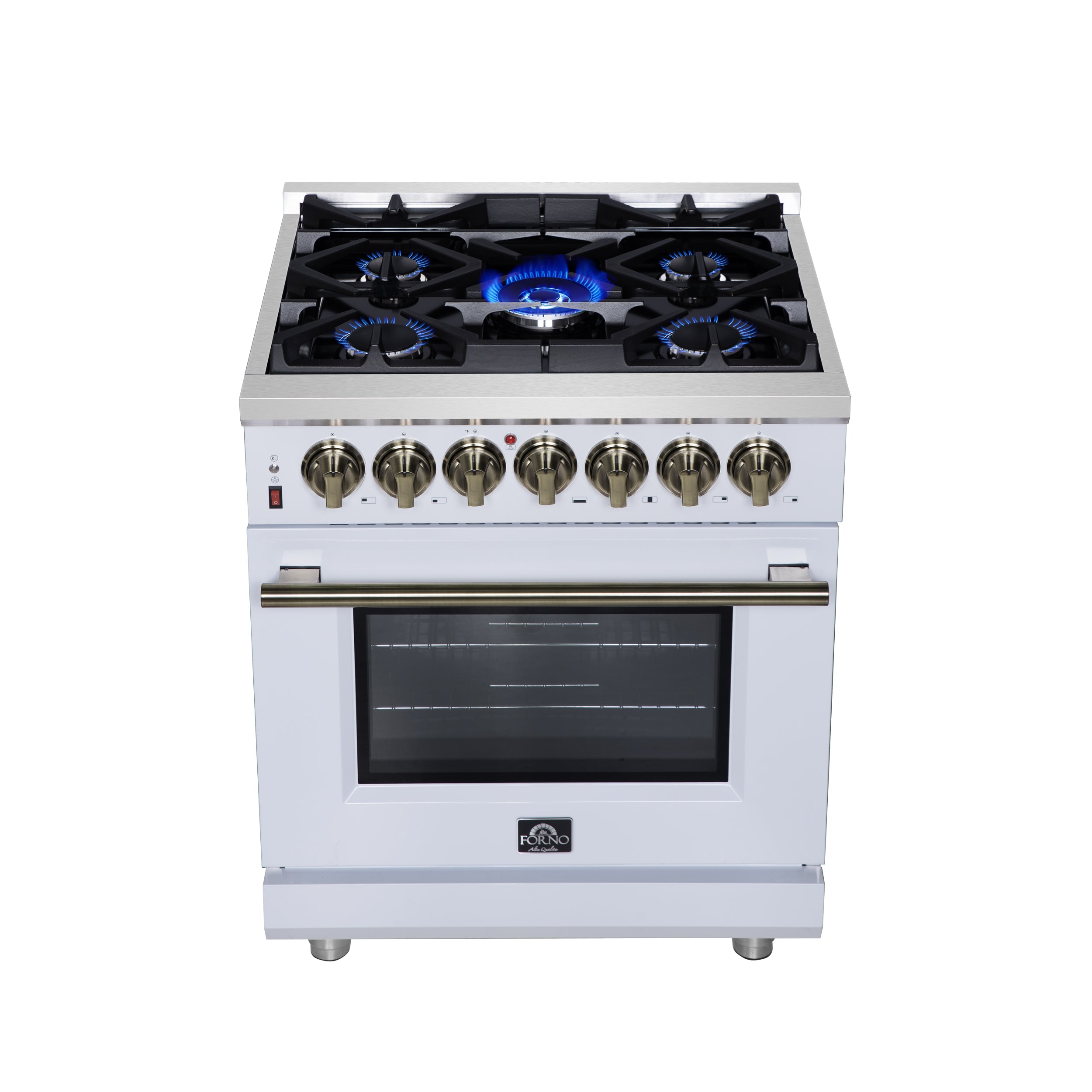 Forno Massimo 30 in. 4.32 cu. ft. 5-Burner White Dual Fuel Range | FFSGS6125-30WHT