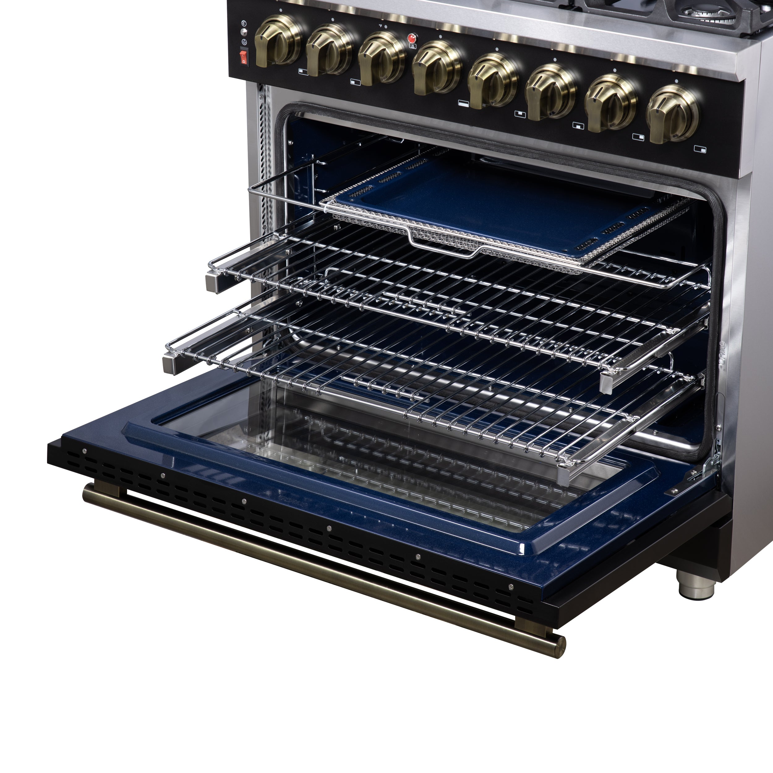 Forno Massimo 36 in. 5.36 cu. ft. 6-Burner White Dual Fuel Range with Antique Brass Accents | FFSGS6125-36WHT