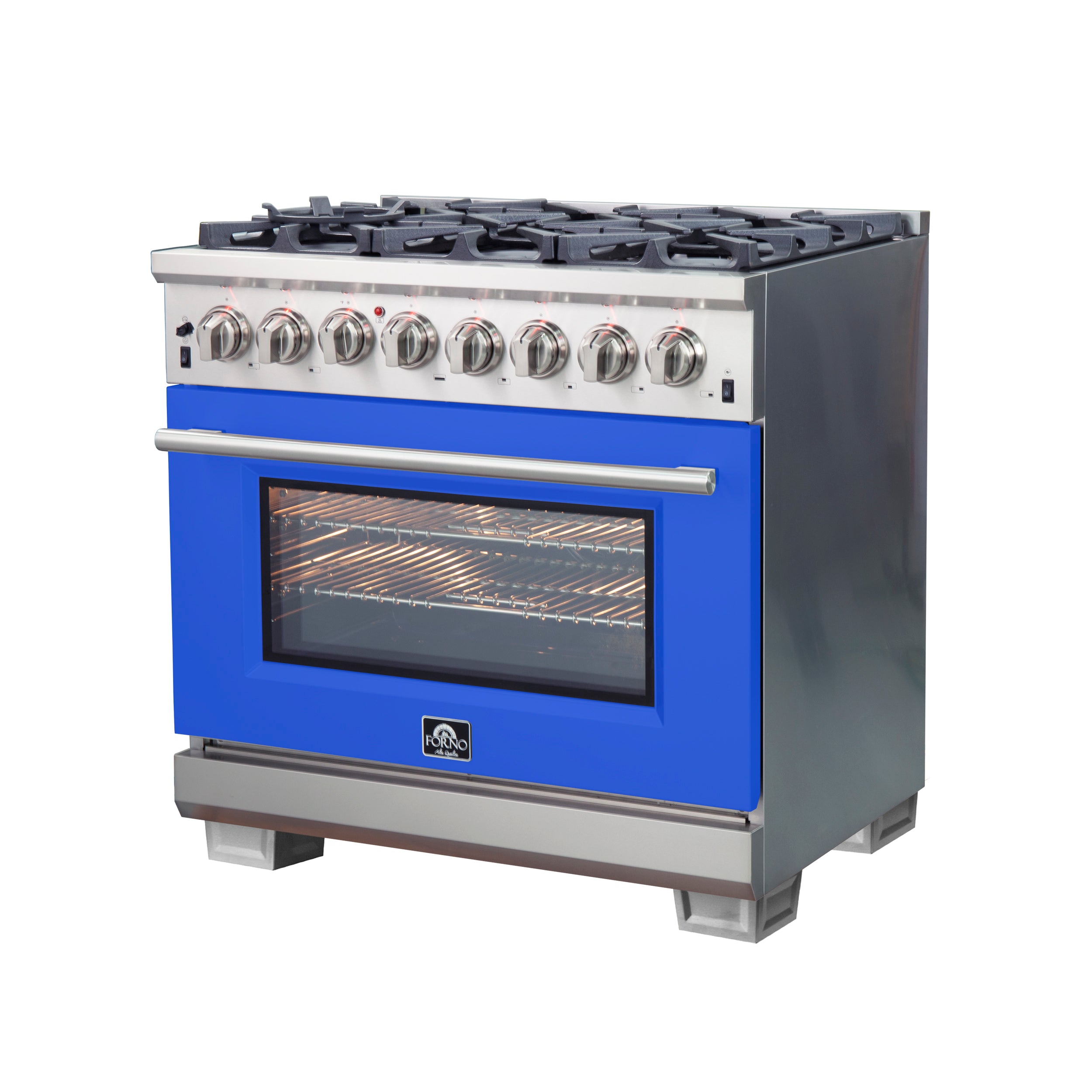Forno Capriasca 36 in. 5.36 cu. ft.  6-burner Blue Dual Fuel Range with Brass Burners | FFSGS6187-36BLU