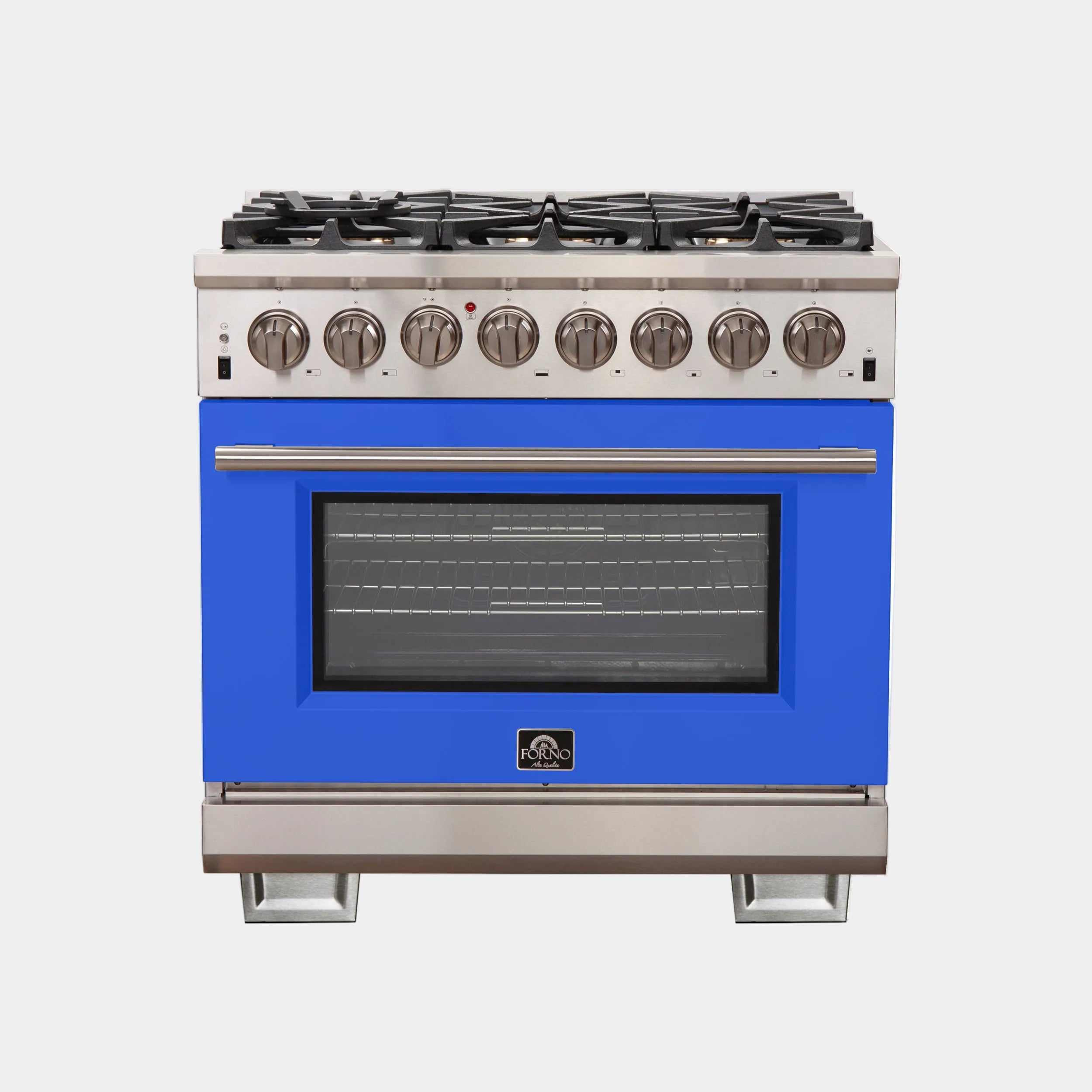 Forno Capriasca 36 in. 5.36 cu. ft.  6-burner Blue Dual Fuel Range with Brass Burners | FFSGS6187-36BLU