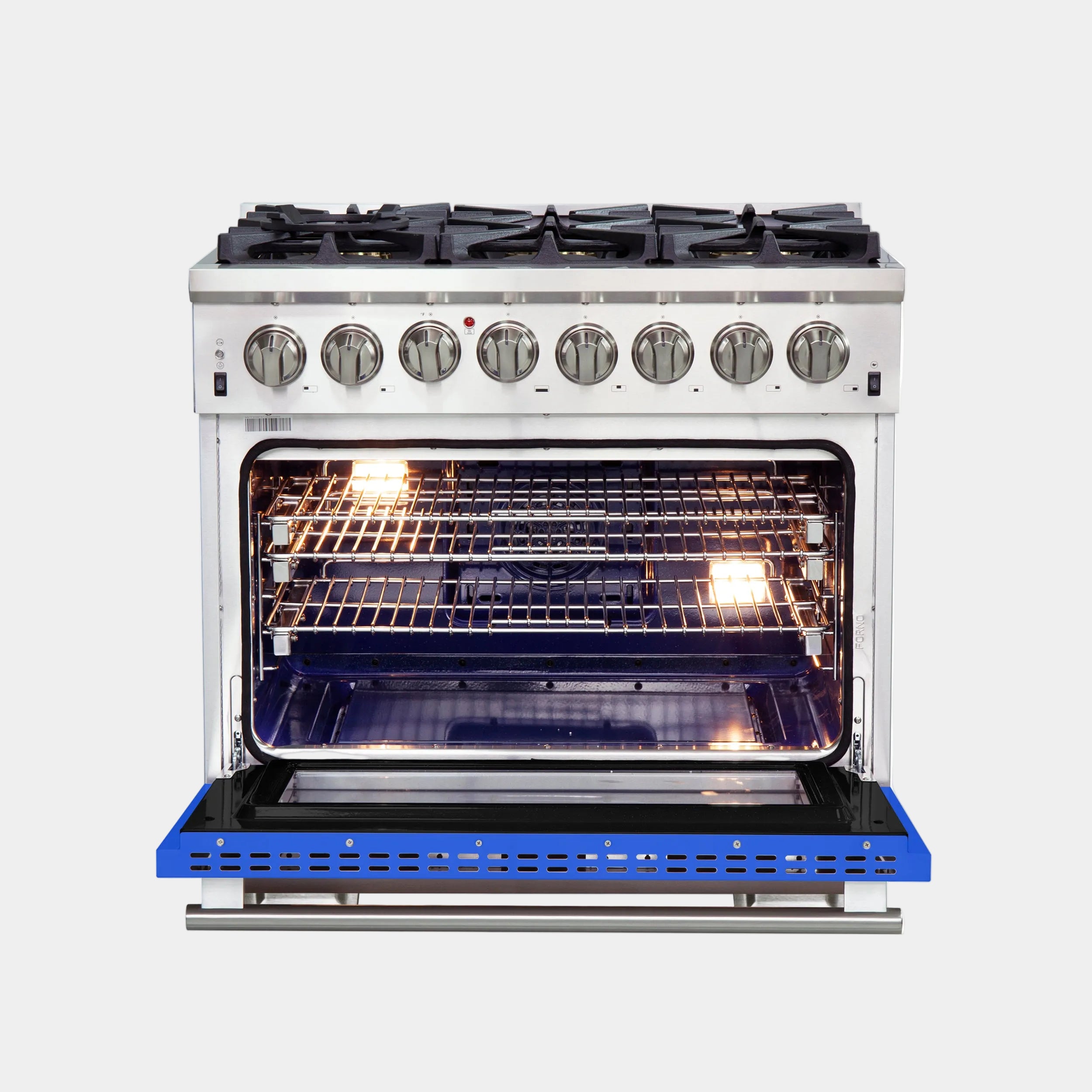 Forno Capriasca 36 in. 5.36 cu. ft.  6-burner Blue Dual Fuel Range with Brass Burners | FFSGS6187-36BLU