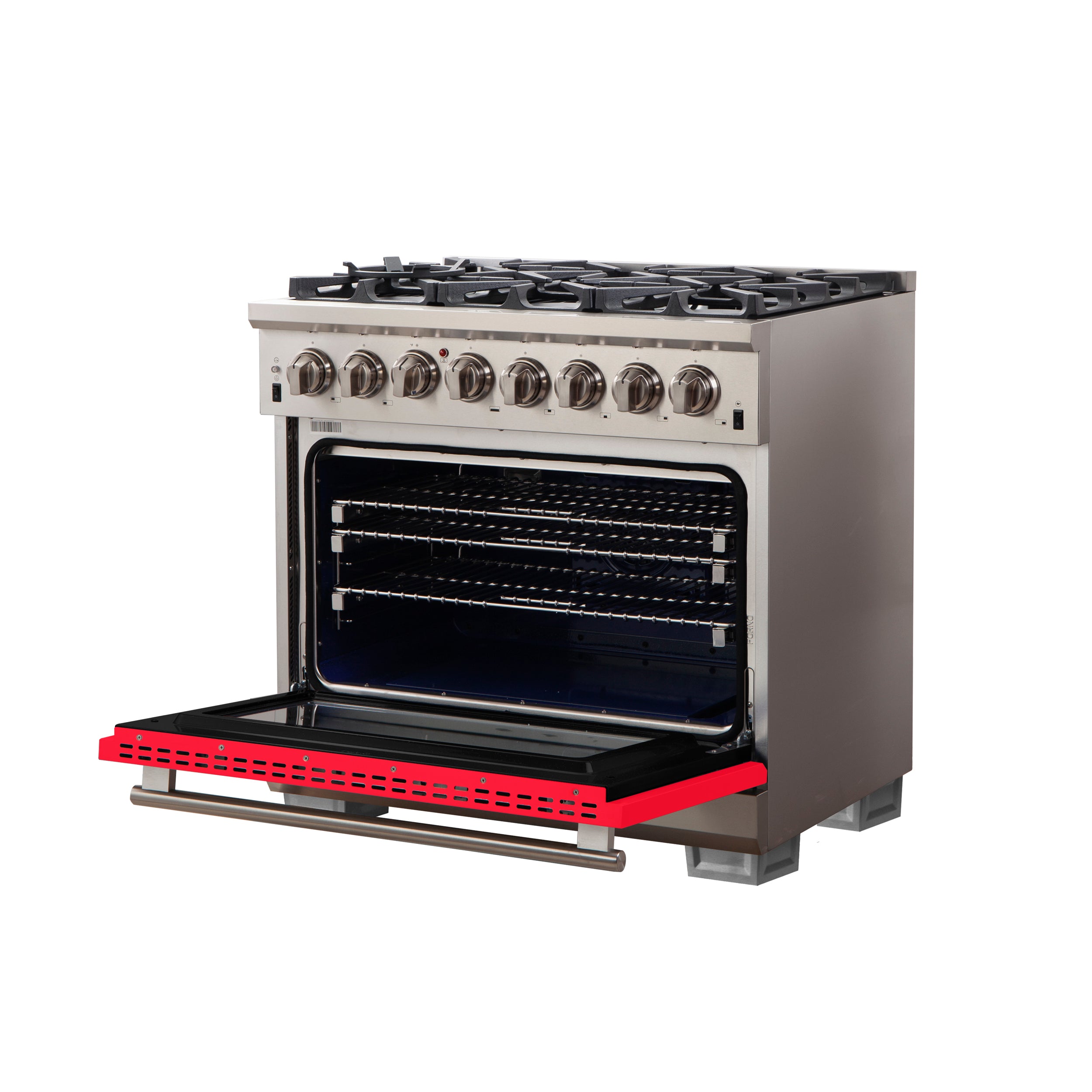 Forno Capriasca 36 in. 5.36 cu. ft.  6-burner Red Dual Fuel Range with Brass Burners | FFSGS6187-36RED
