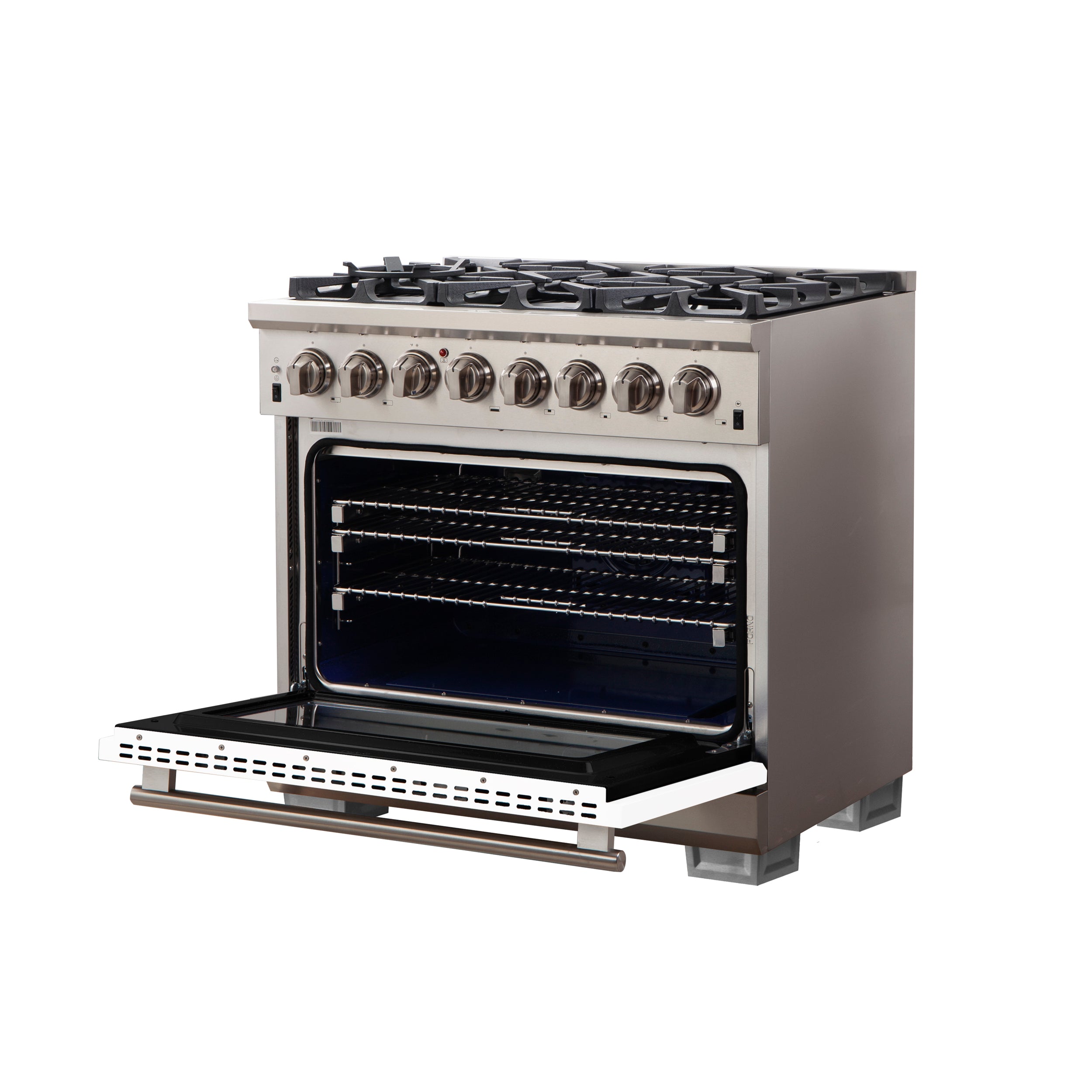 Forno Capriasca 36 in. 5.36 cu. ft.  6-burner White Dual Fuel Range with Brass Burners | FFSGS6187-36WHT