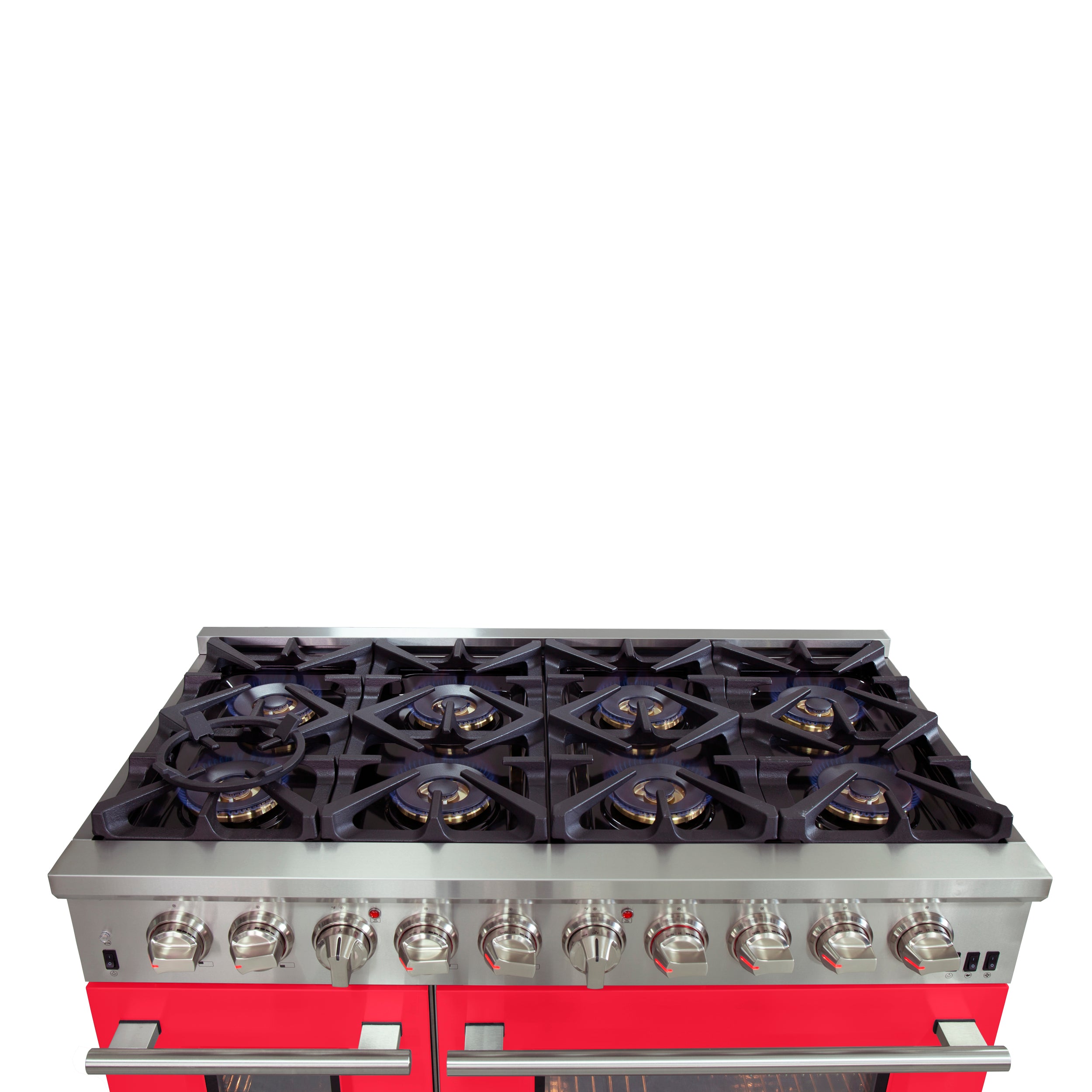 Forno Capriasca 48 in. 6.58 cu. ft. 8-burner Red Dual Fuel Range with Brass Burners | FFSGS6187-48RED