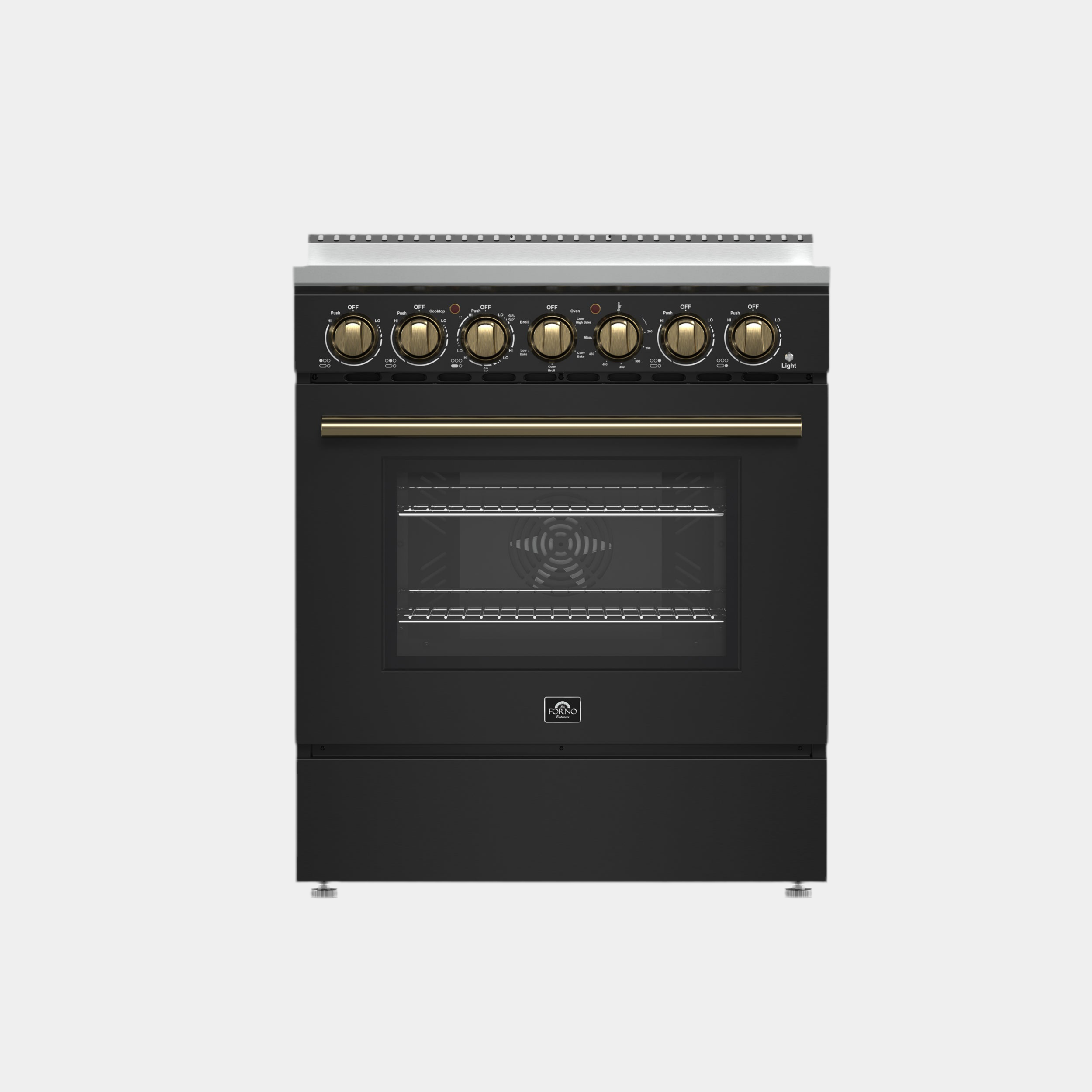 Forno Paolo 30-Inch Freestanding Electric Range, Black, 4.38 cu.ft, True Convection Oven, Energy Efficient