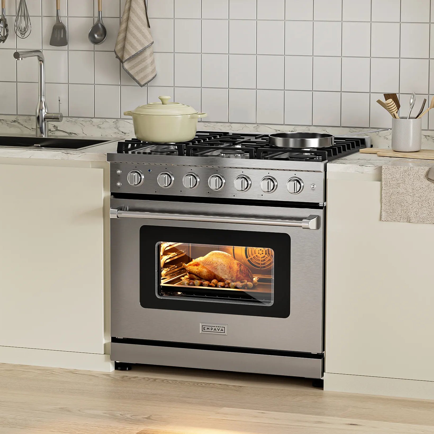 Empava Pro-Style 36 In. 6 cu. Ft. 6-Burner Stainless Steel Gas Range | EMPV-36GR11