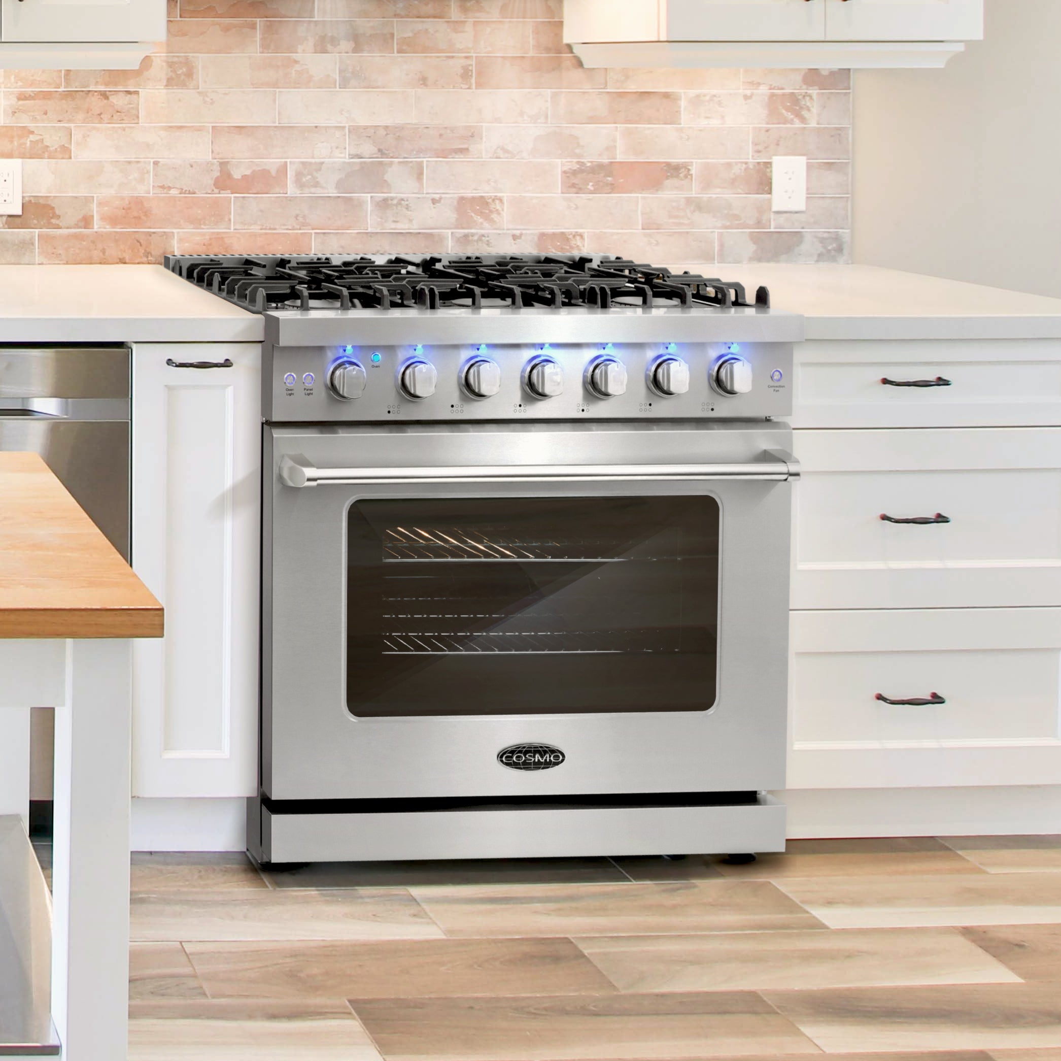 Cosmo Haven 36 in. 6.0 cu. ft. 5-Burner Stainless Steel Gas Range with Knob LEDs and Storage Drawer | COS-EPGR366