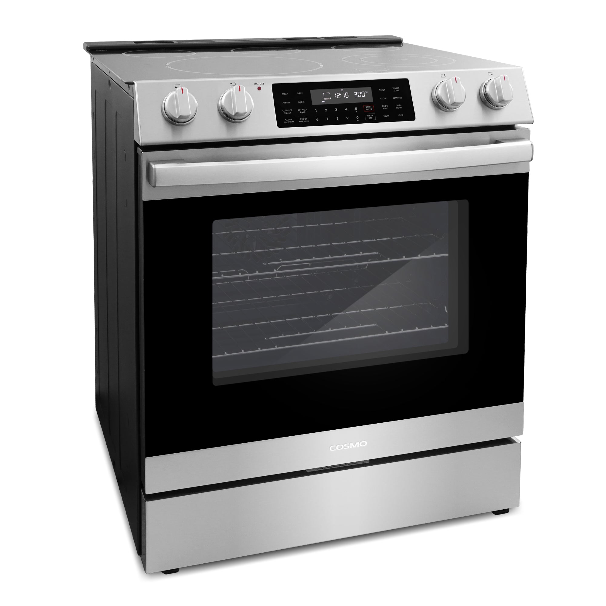 Cosmo Haven 30 in. 6.3 cu. ft. Stainless Steel Electric Range with Self-Clean, Air Fry and Storage Drawer | COS-ERC305WKTD