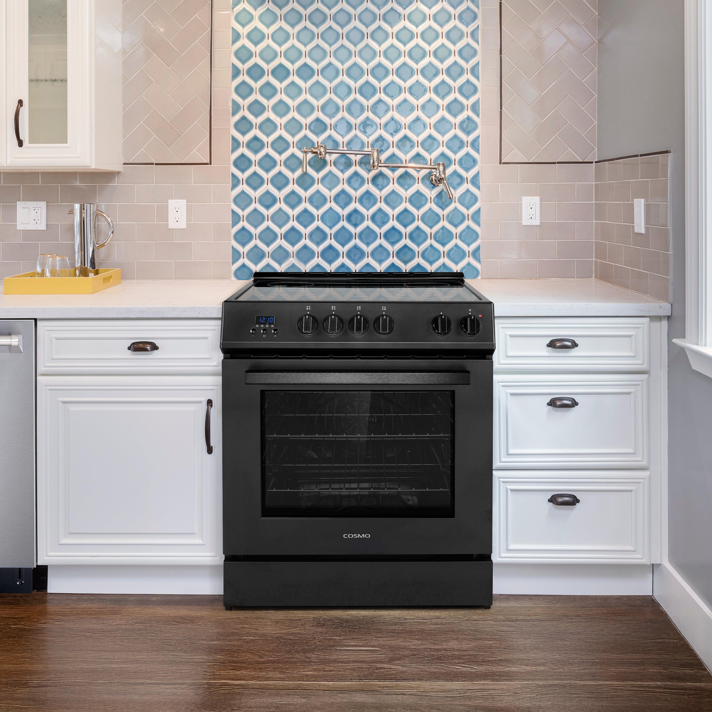Cosmo Stellar 30 in. 5.0 cu. ft. Black Electric Range with 4 Burners | COS-ERD304K-BK