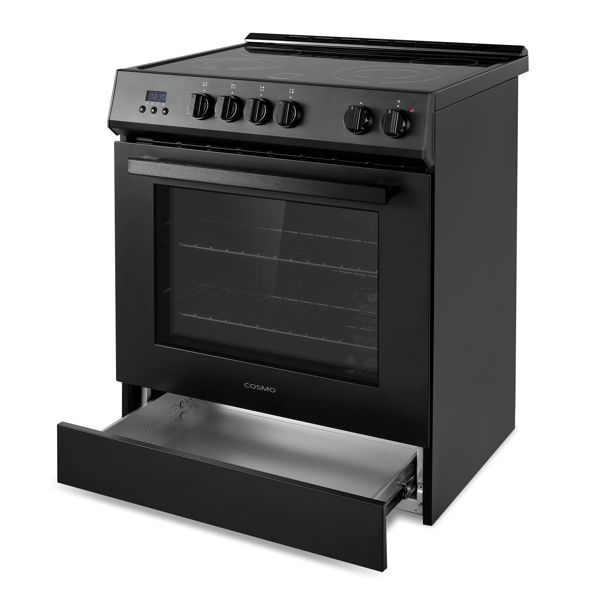Cosmo Stellar 30 in. 5.0 cu. ft. Black Electric Range with 4 Burners | COS-ERD304K-BK