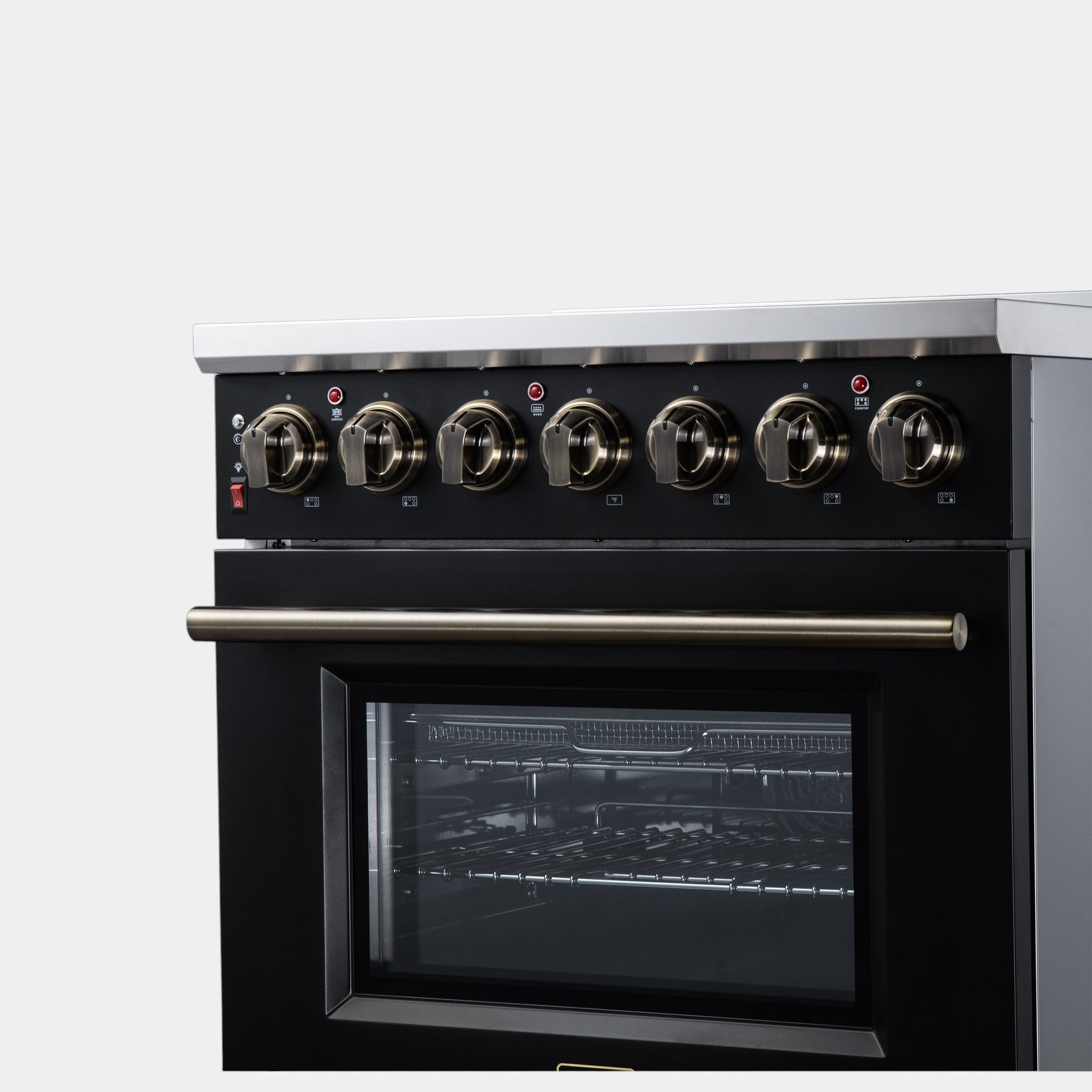 Massimo 30 Inch Freestanding Electric range, 5 radiant burners, 4.32 cf. True Convection oven, Air fryer kit, Black