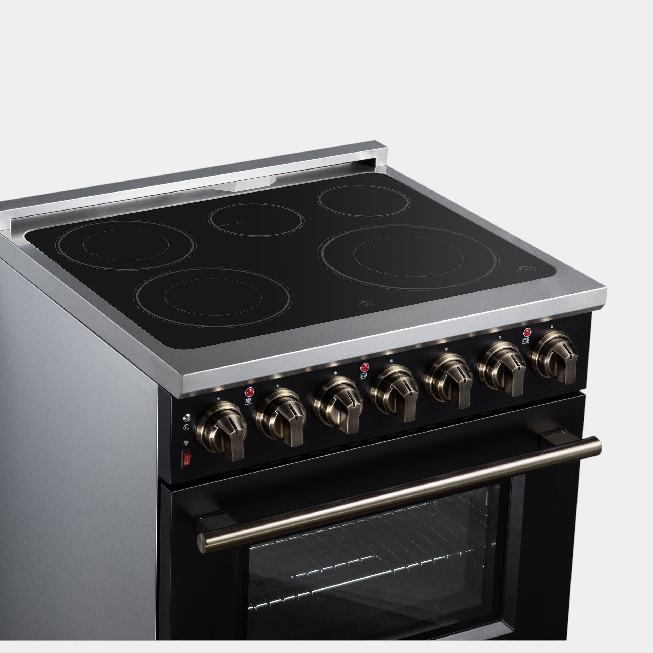Massimo 30 Inch Freestanding Electric range, 5 radiant burners, 4.32 cf. True Convection oven, Air fryer kit, Black