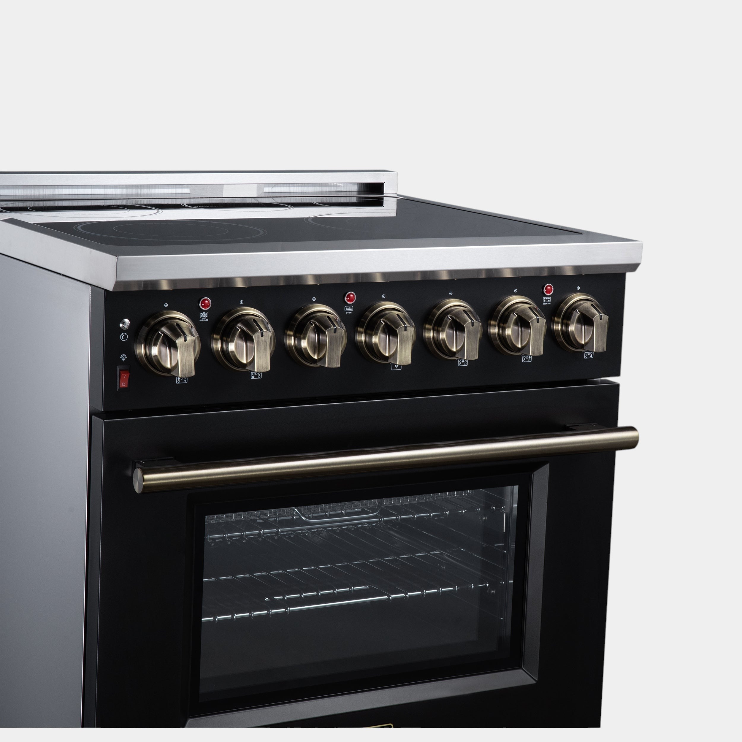 Massimo 30 Inch Freestanding Electric range, 5 radiant burners, 4.32 cf. True Convection oven, Air fryer kit, Black