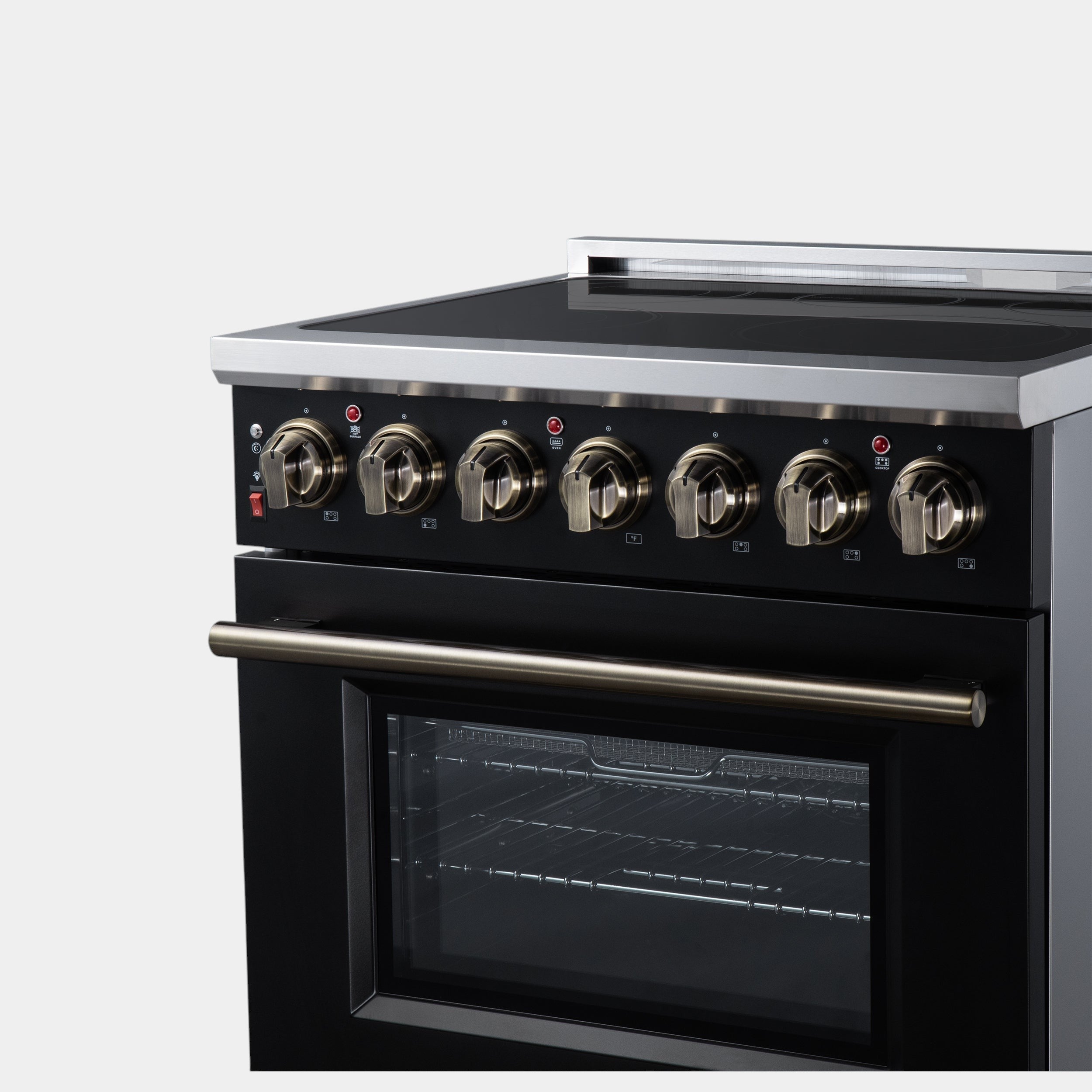 Massimo 30 Inch Freestanding Electric range, 5 radiant burners, 4.32 cf. True Convection oven, Air fryer kit, Black