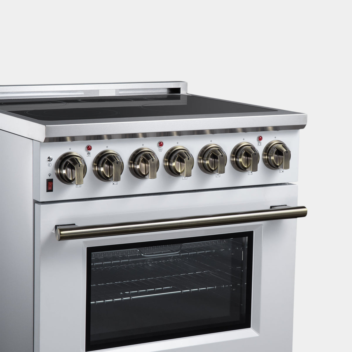 Forno Massimo 30 in. 4.32 cu. ft. 5-Burner White Electric Range with Air Fry and Antique Brass Accents | FFSEL6020-30WHT