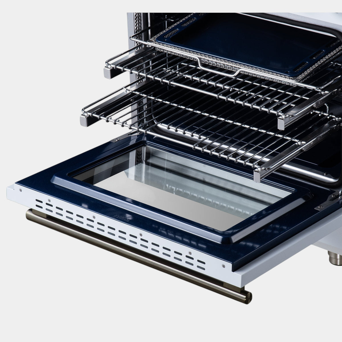 Forno Massimo 30 in. 4.32 cu. ft. 5-Burner White Electric Range with Air Fry and Antique Brass Accents | FFSEL6020-30WHT