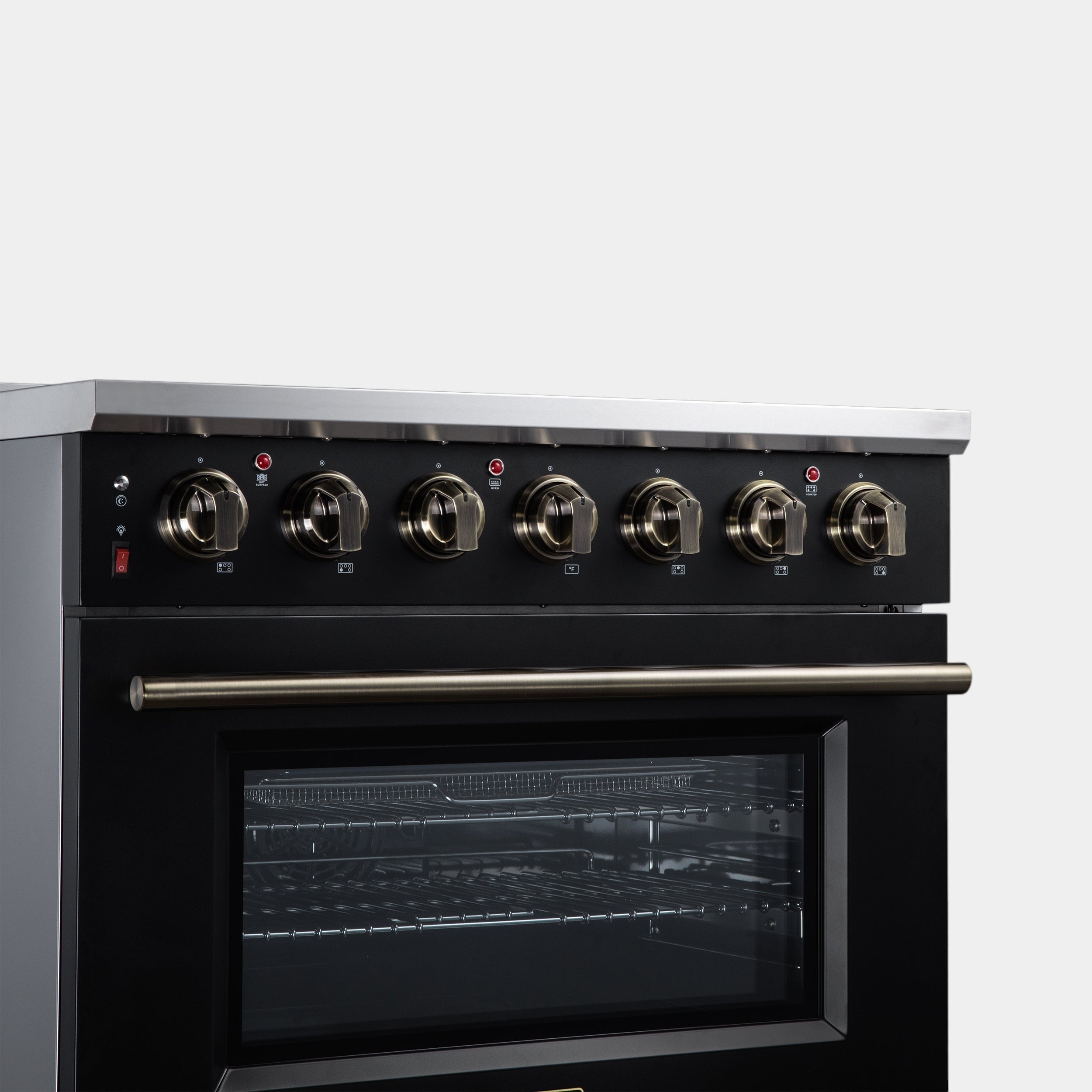 Massimo 36 Inch Freestanding Electric range, 5 radiant burners, 5.36 cf. True Convection oven, Air fryer kit, Black