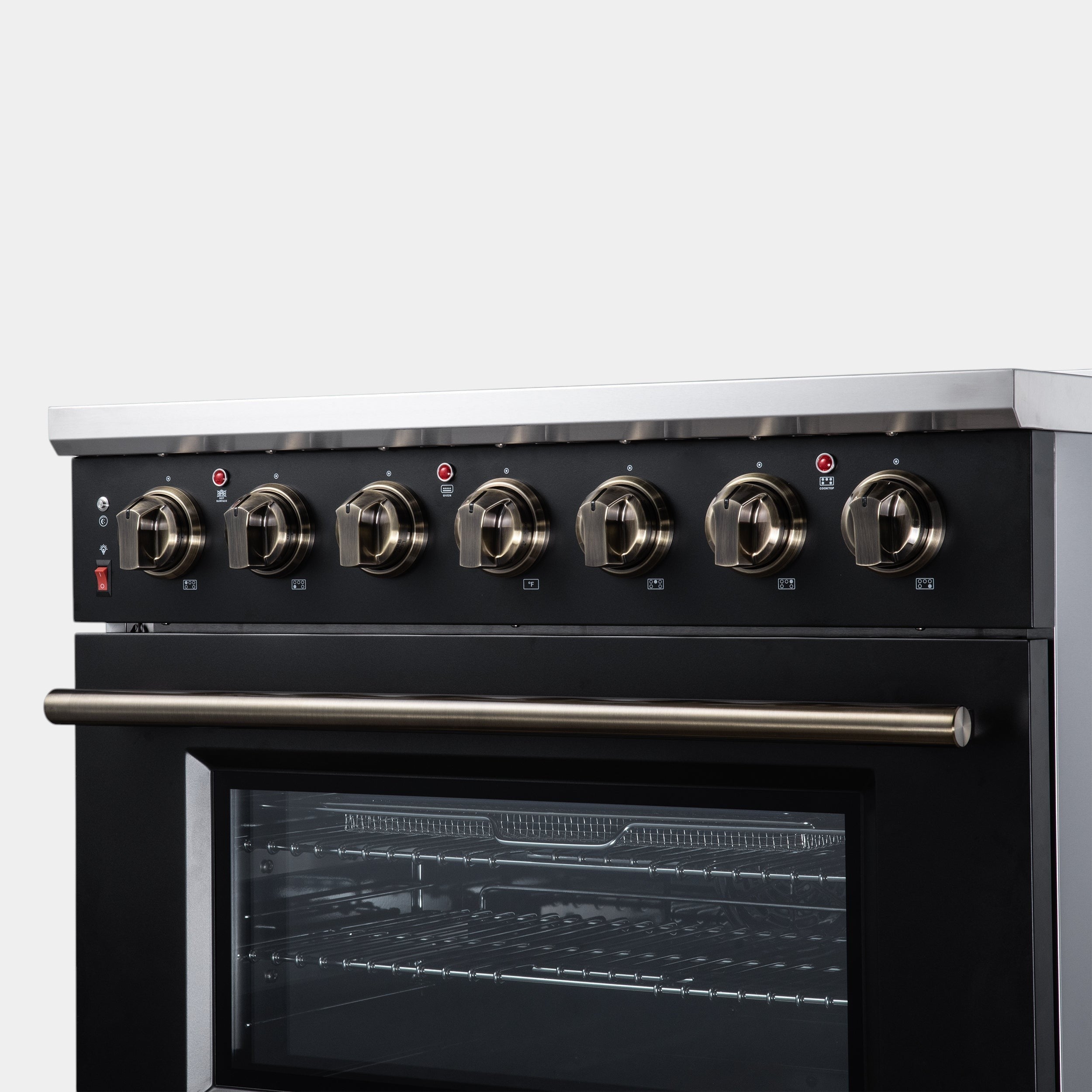 Massimo 36 Inch Freestanding Electric range, 5 radiant burners, 5.36 cf. True Convection oven, Air fryer kit, Black