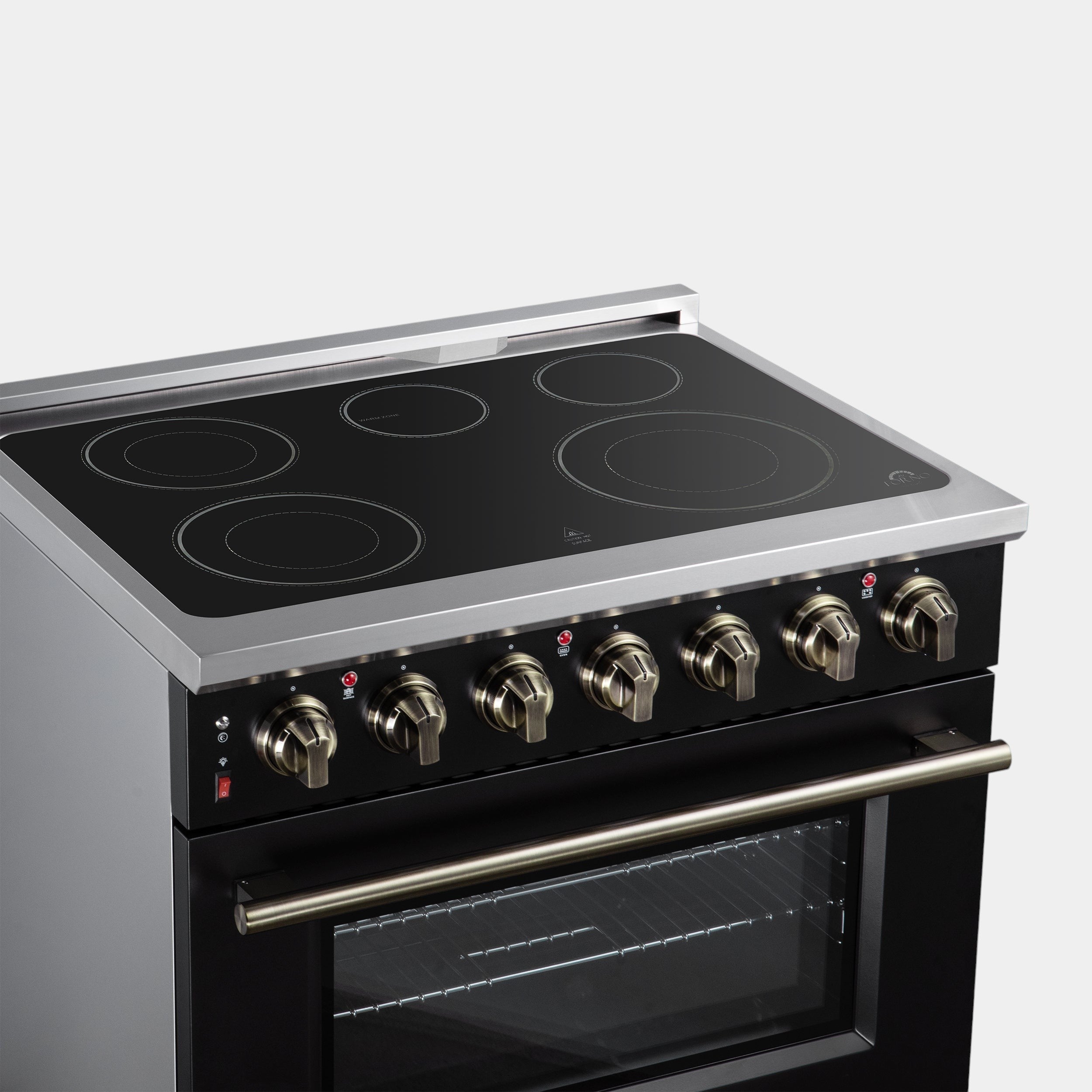 Massimo 36 Inch Freestanding Electric range, 5 radiant burners, 5.36 cf. True Convection oven, Air fryer kit, Black