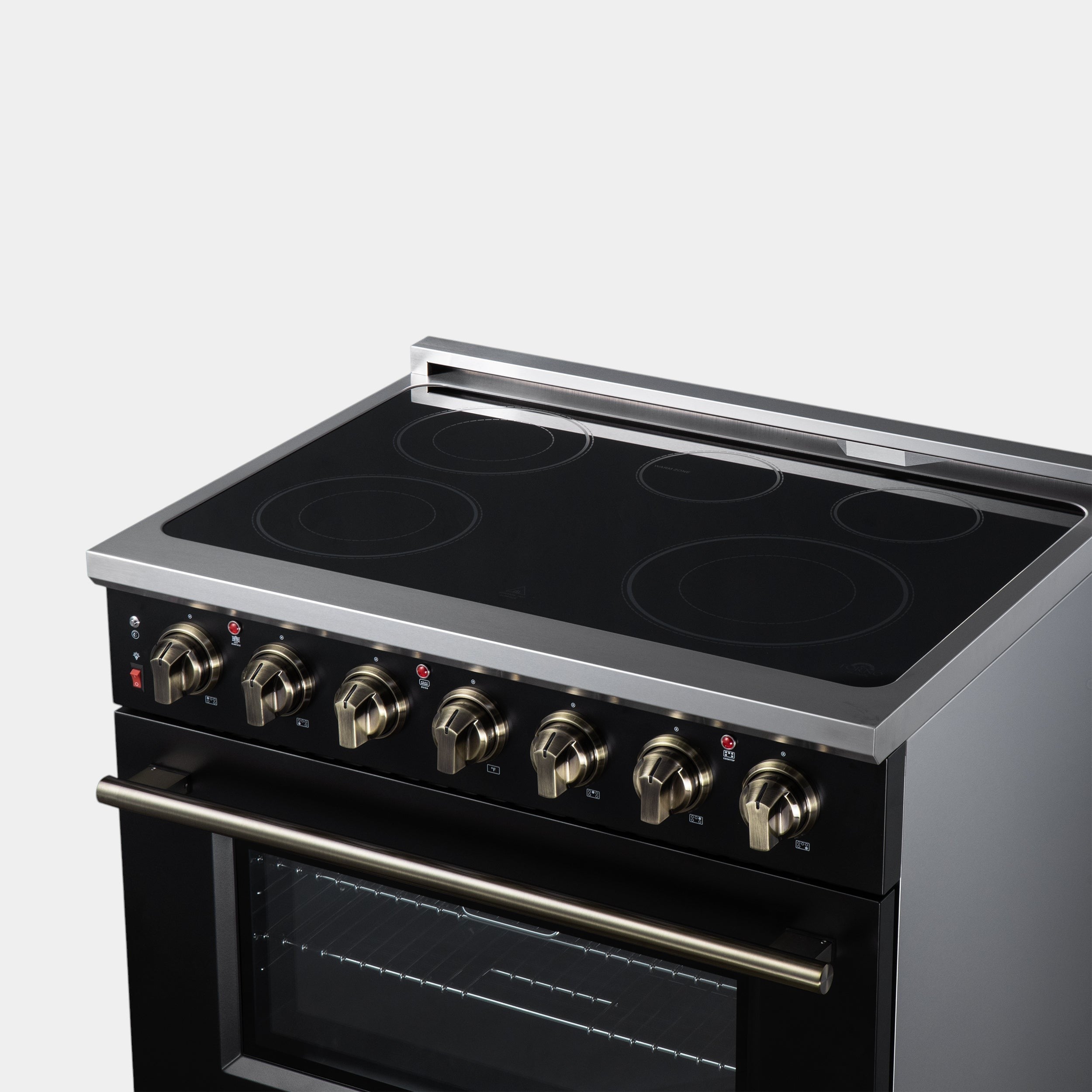 Massimo 36 Inch Freestanding Electric range, 5 radiant burners, 5.36 cf. True Convection oven, Air fryer kit, Black
