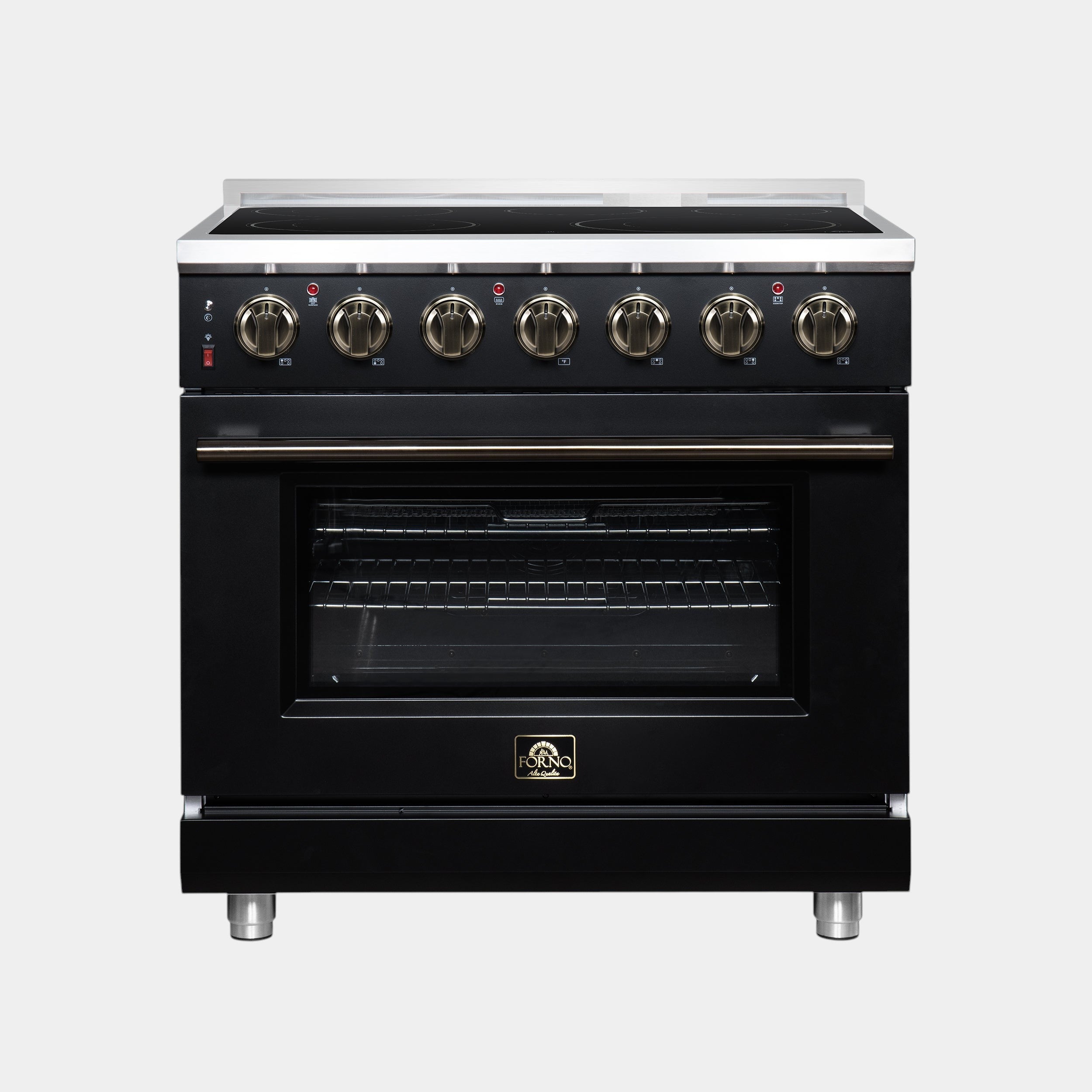 Massimo 36 Inch Freestanding Electric range, 5 radiant burners, 5.36 cf. True Convection oven, Air fryer kit, Black