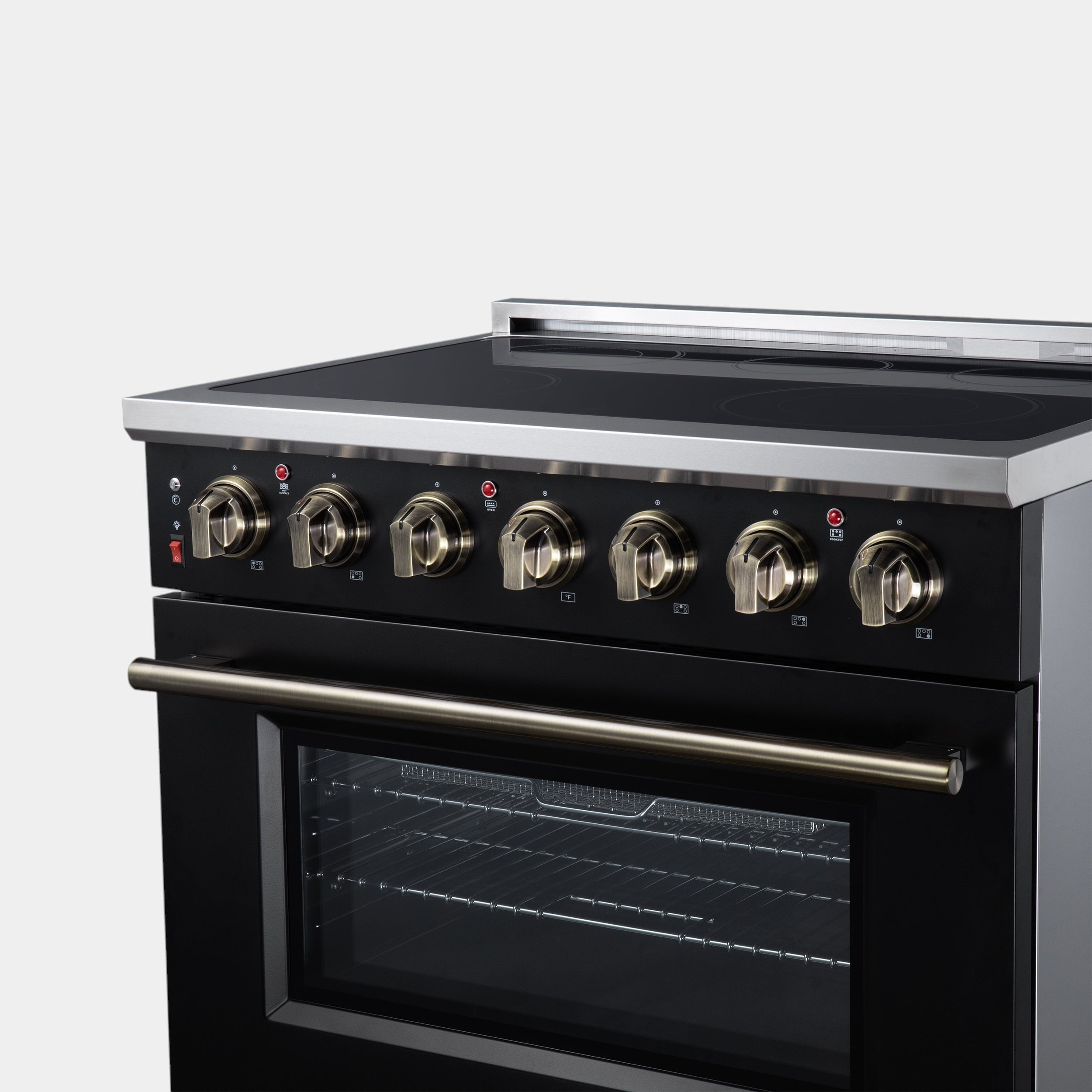 Massimo 36 Inch Freestanding Electric range, 5 radiant burners, 5.36 cf. True Convection oven, Air fryer kit, Black