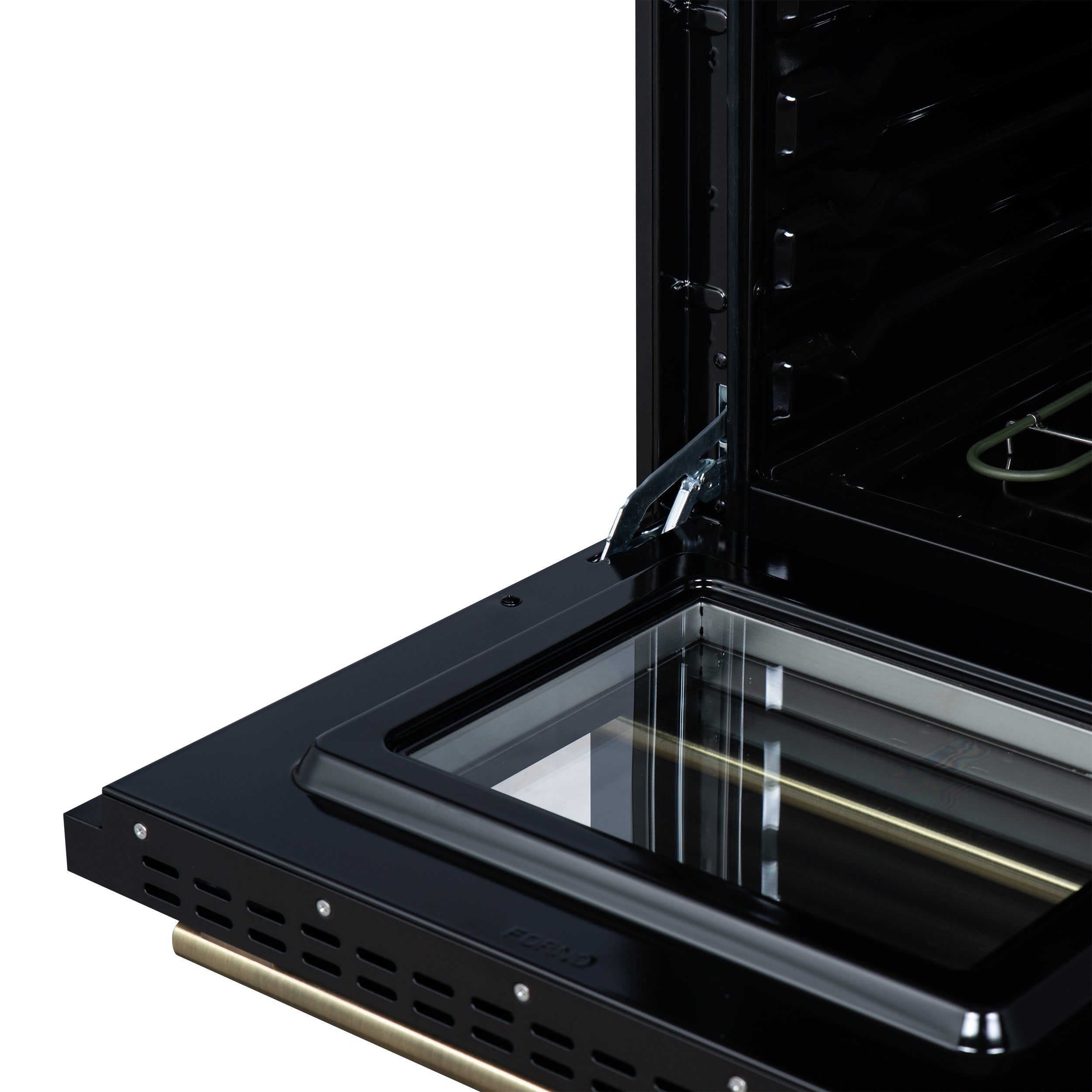 Forno Loiano 24 in. 2.3 cu.ft. Black Electric Range with 4 Burners, Air Fry Kit, Storage Drawer and Antique Brass Accents | FFSEL6069-24BLK