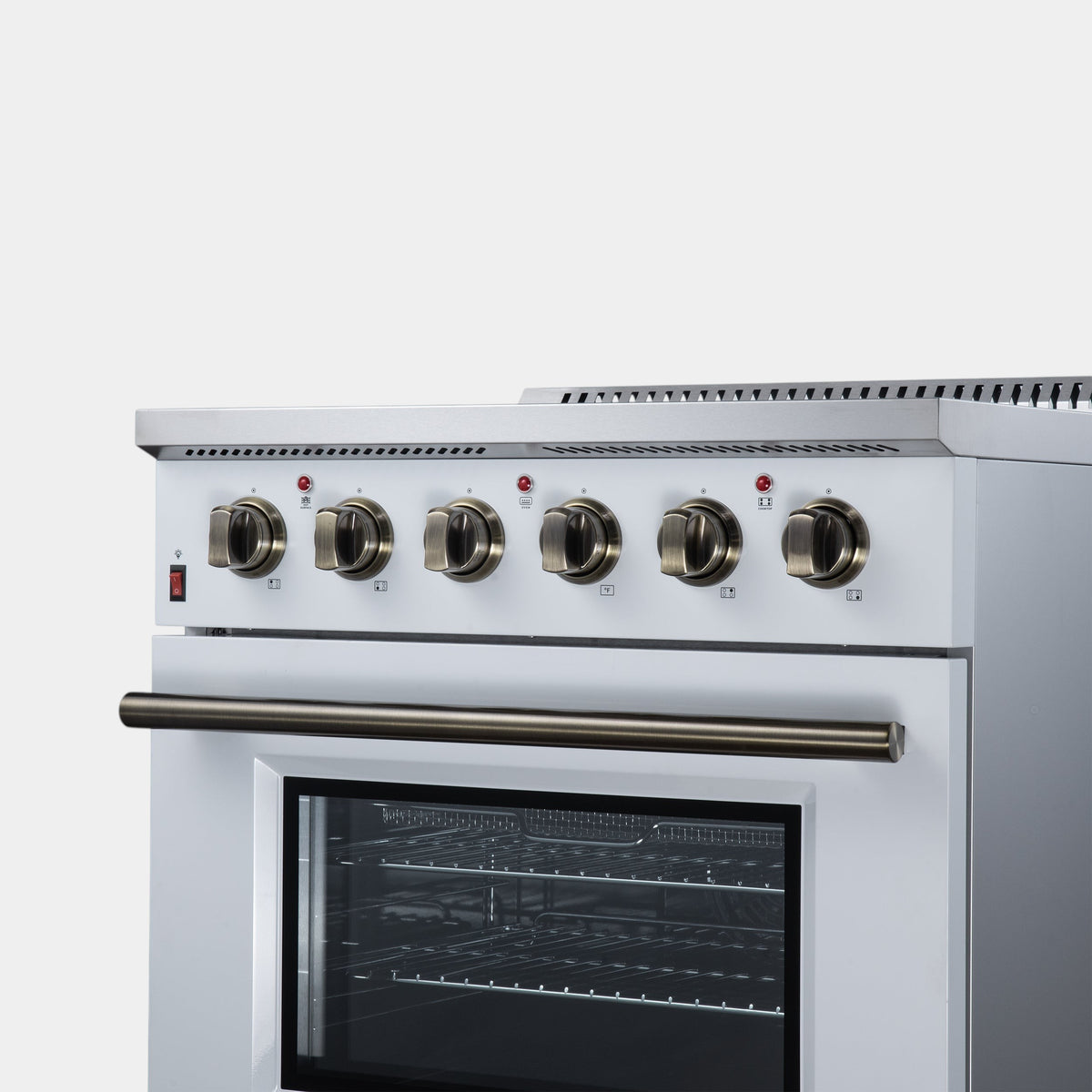 Forno Galiano 30 in. 4.32 cu. ft. White Electric Range with Air Fry and Antique Brass Accents | FFSEL6083-30WHT