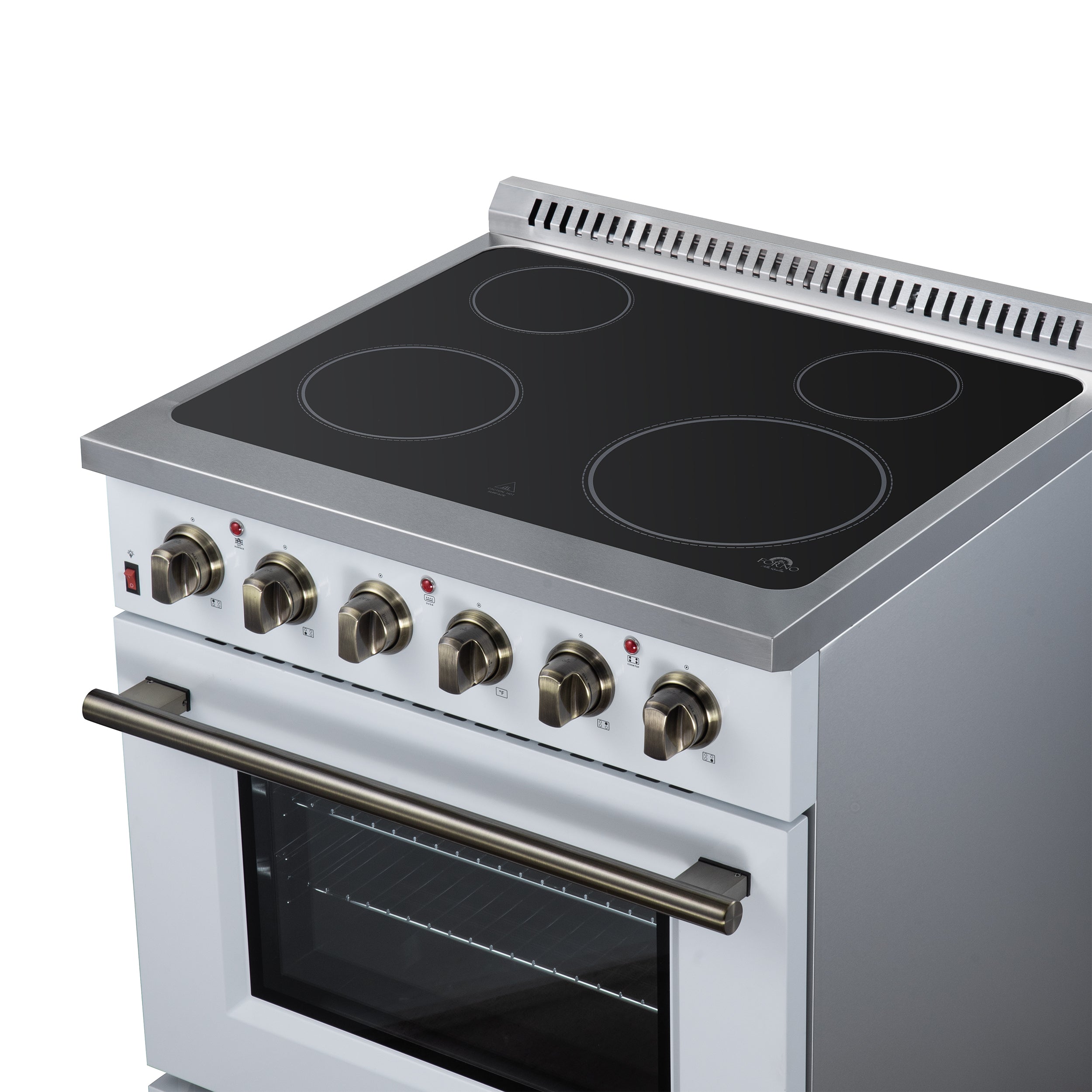 Galiano 30 Inch Freestanding Electric range, 4 radiant burners, 4.32 cf. True Convection oven, Air fryer kit, White