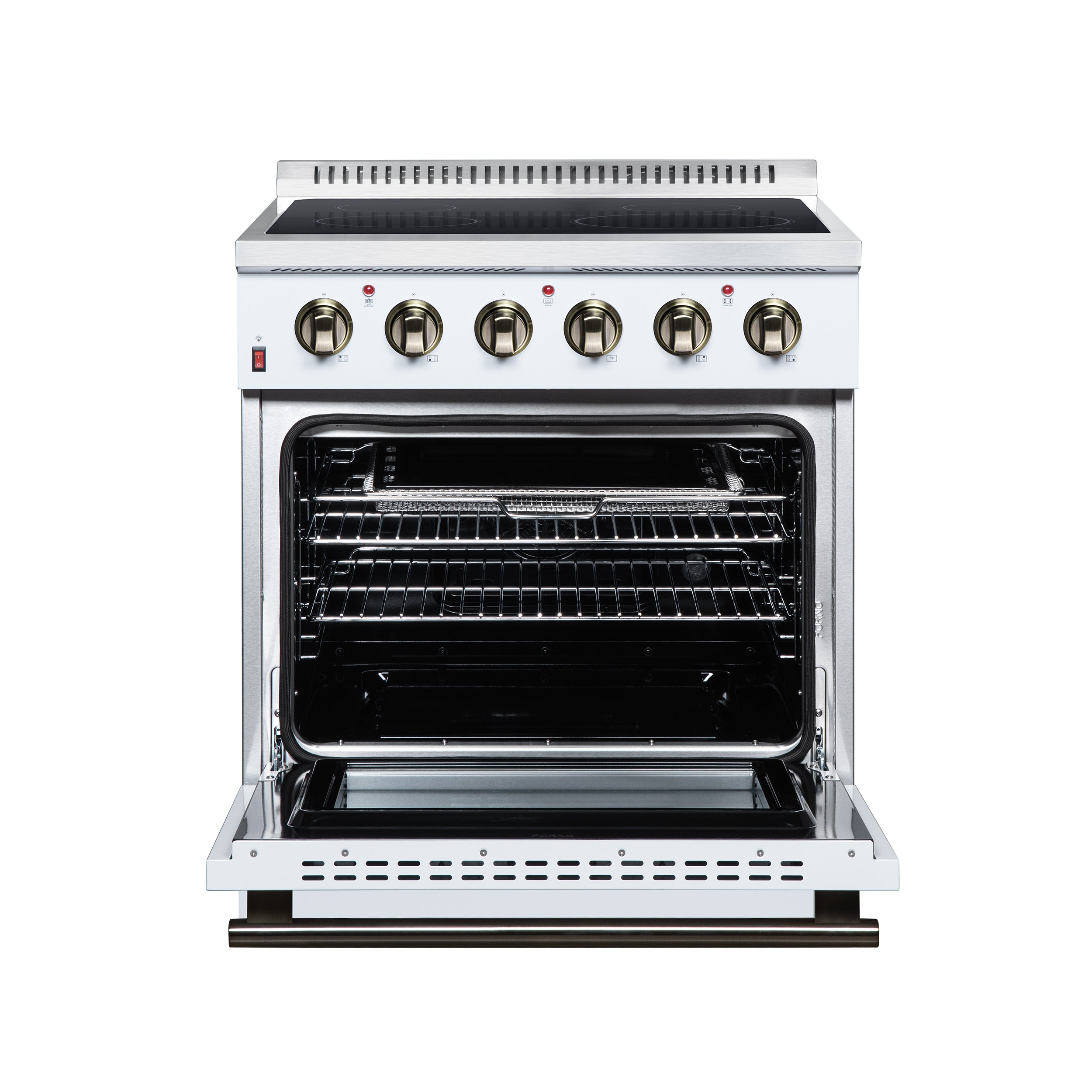 Galiano 30 Inch Freestanding Electric range, 4 radiant burners, 4.32 cf. True Convection oven, Air fryer kit, White