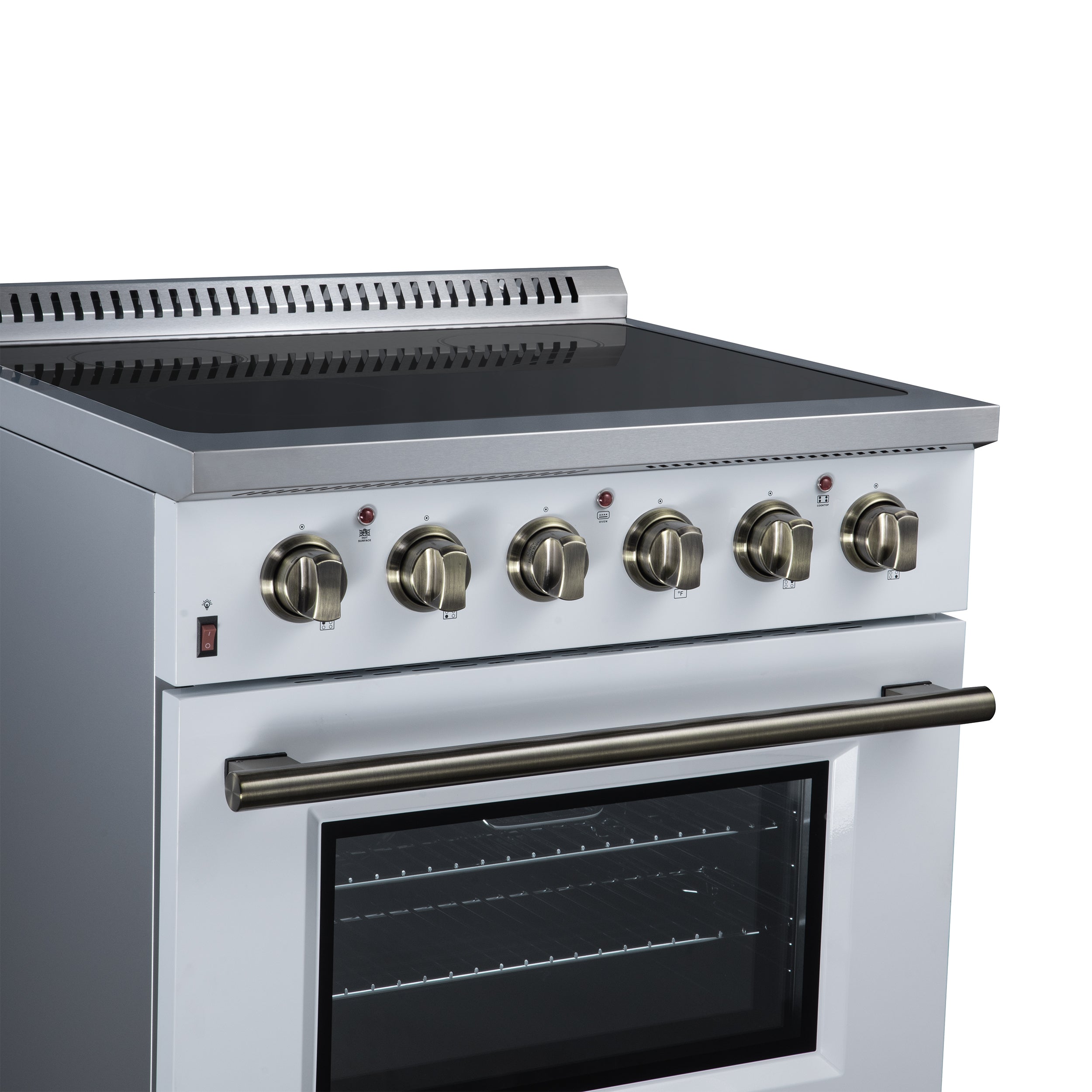 Galiano 30 Inch Freestanding Electric range, 4 radiant burners, 4.32 cf. True Convection oven, Air fryer kit, White
