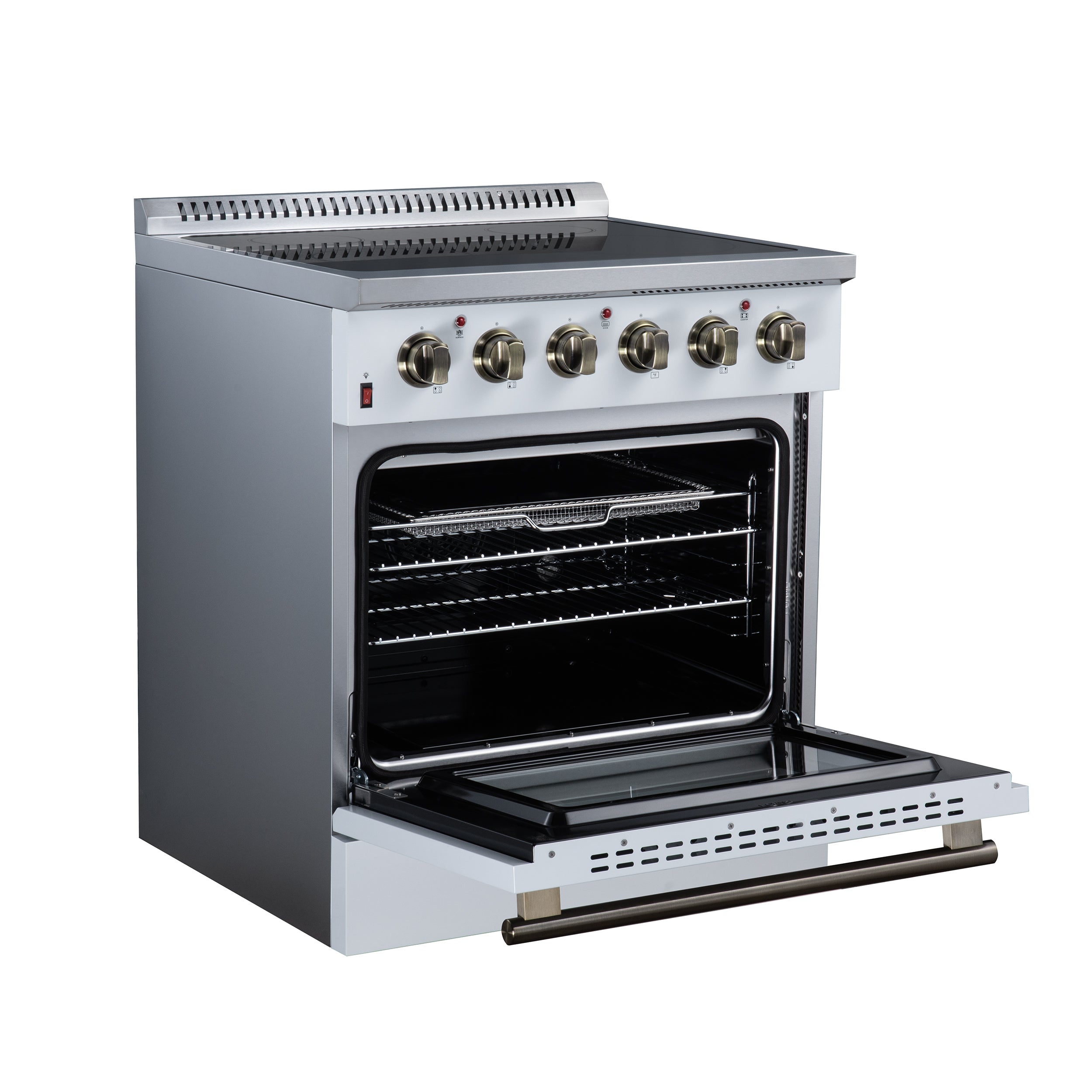 Galiano 30 Inch Freestanding Electric range, 4 radiant burners, 4.32 cf. True Convection oven, Air fryer kit, White