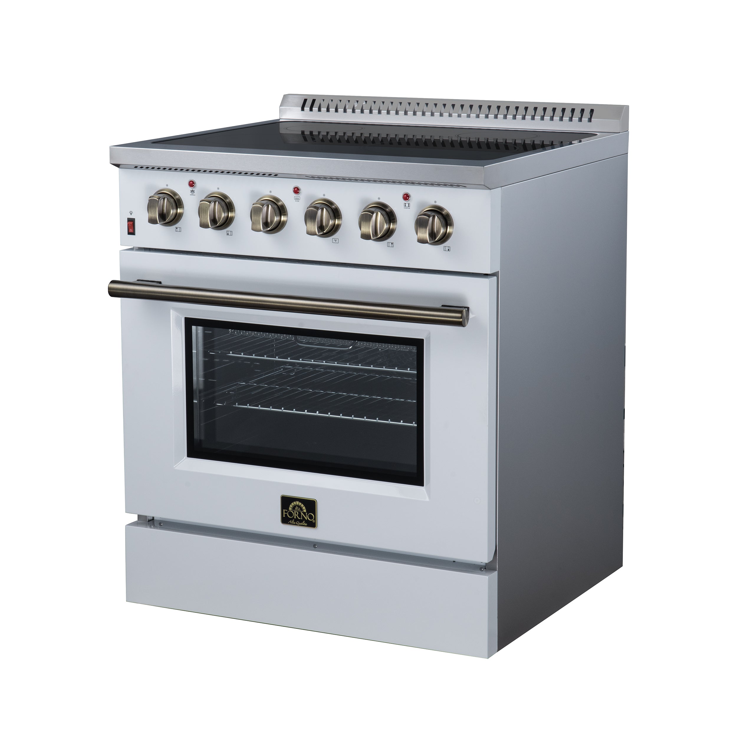 Galiano 30 Inch Freestanding Electric range, 4 radiant burners, 4.32 cf. True Convection oven, Air fryer kit, White